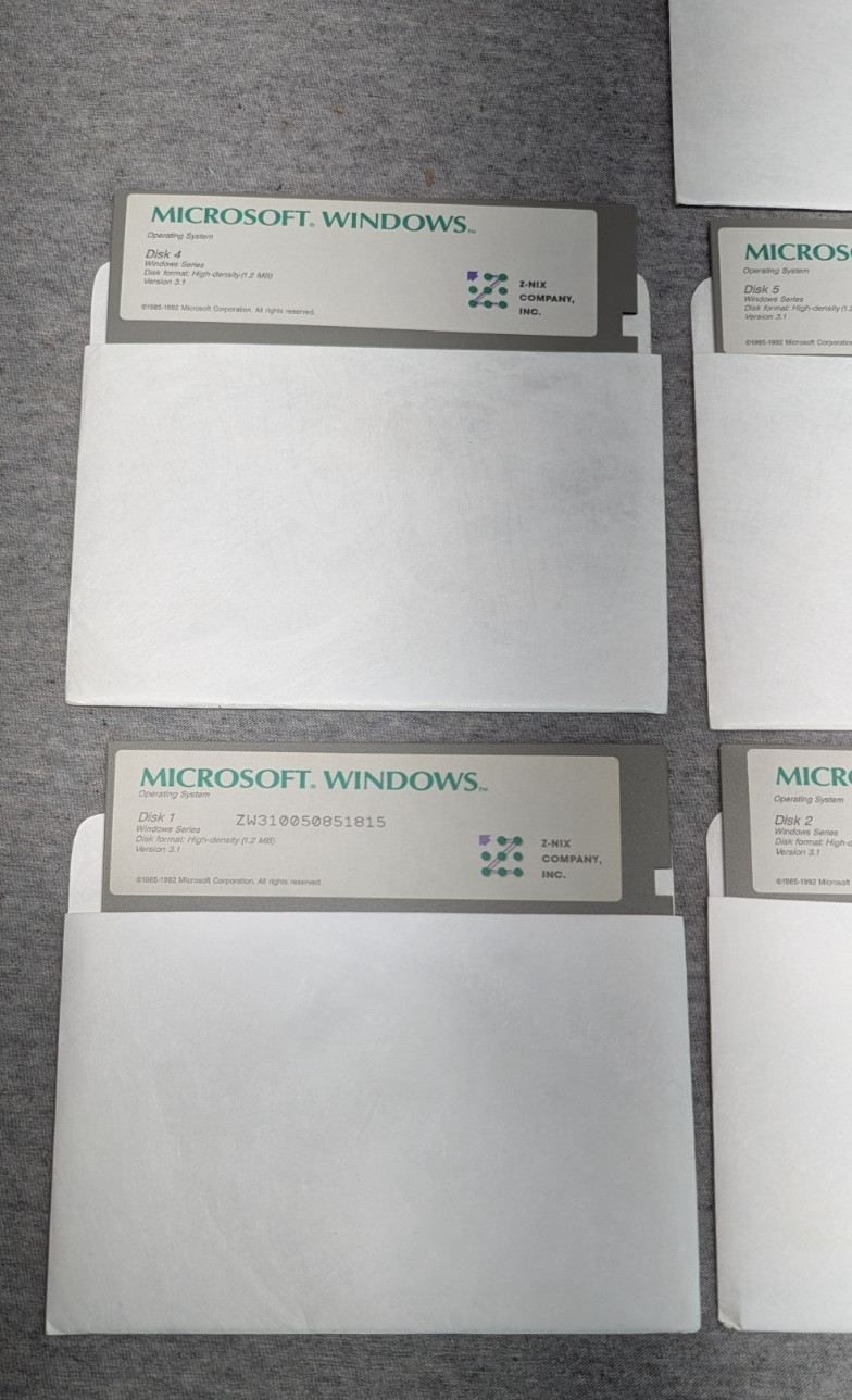 Microsoft Windows 3.1 5.25″ Floppy Disks