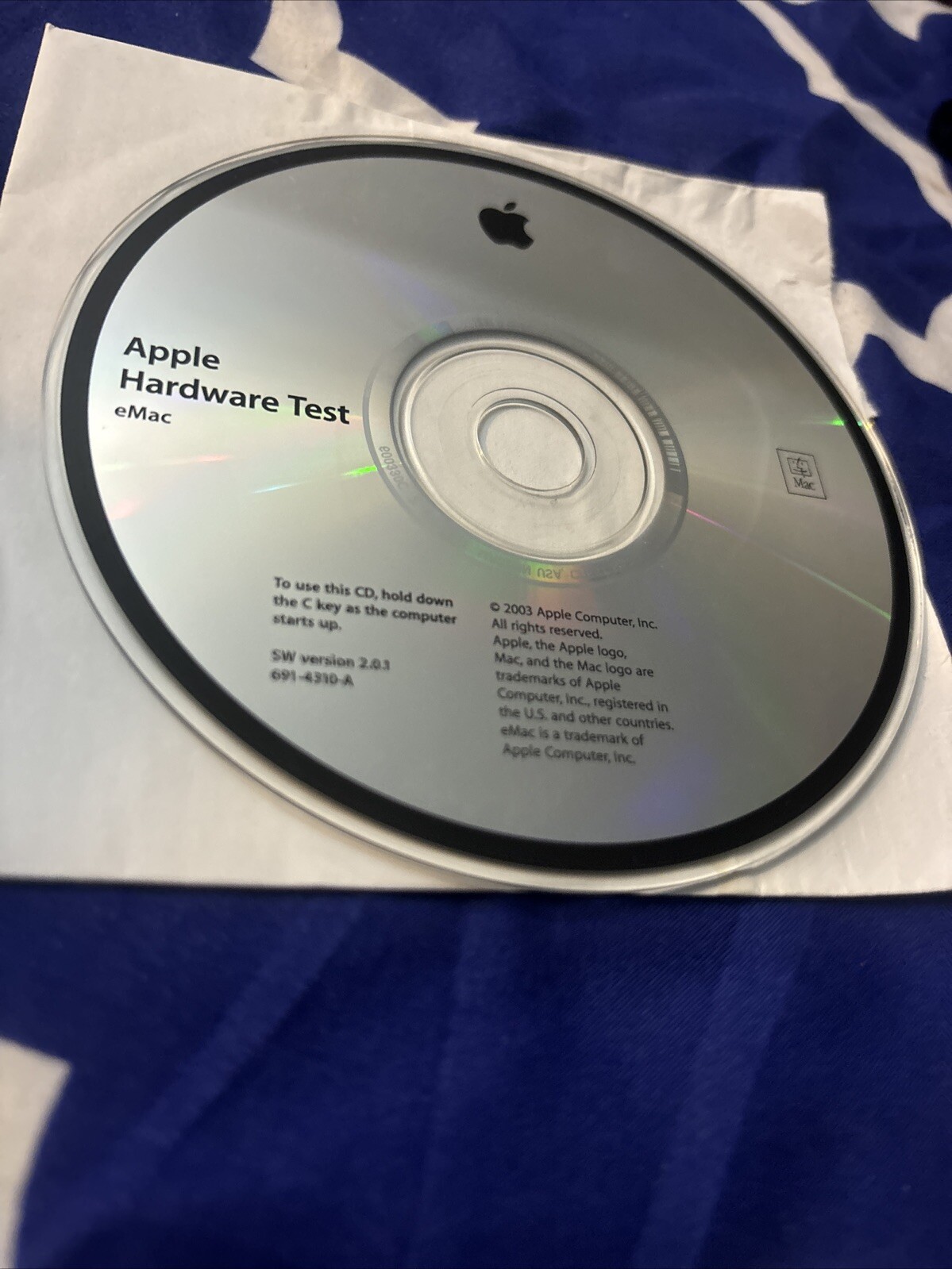 Apple Hardware Test CD Disc for eMac Version 2.0.1