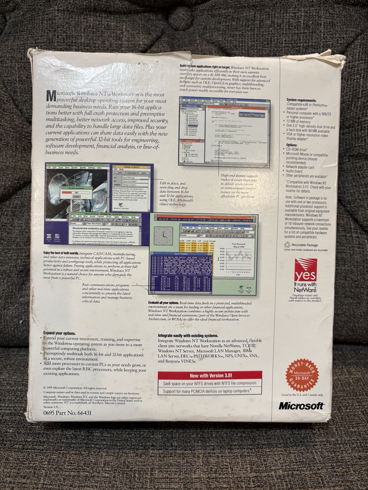 Microsoft Windows NT Workstation 3.51 Big Box Vintage 1996 Floppy Disks