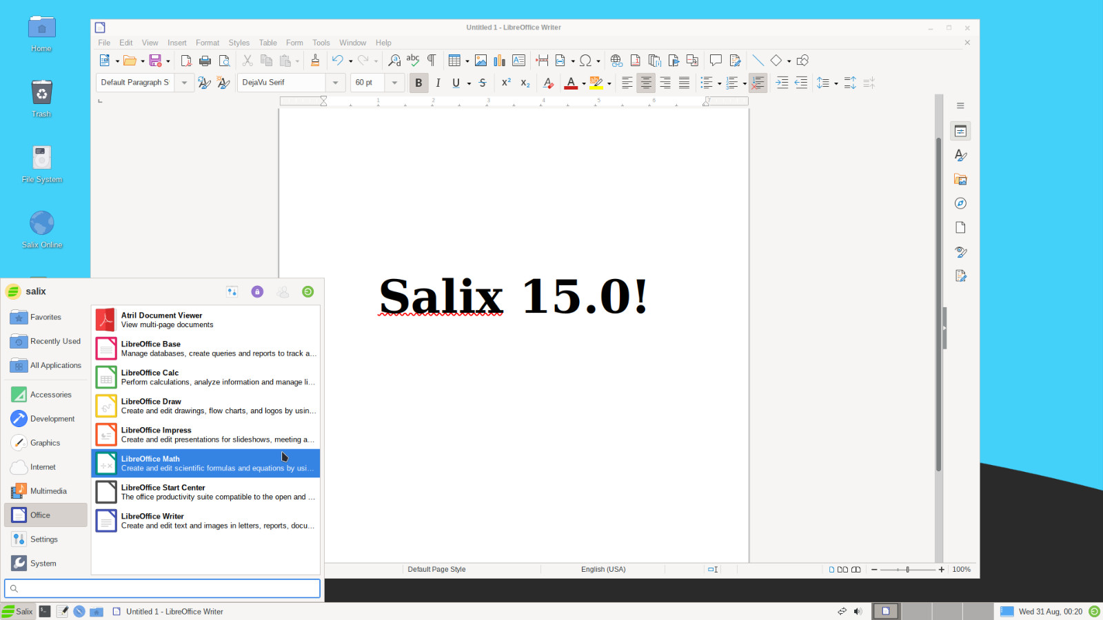 Salix Linux 15.0 – DVD or USB Flash Drive