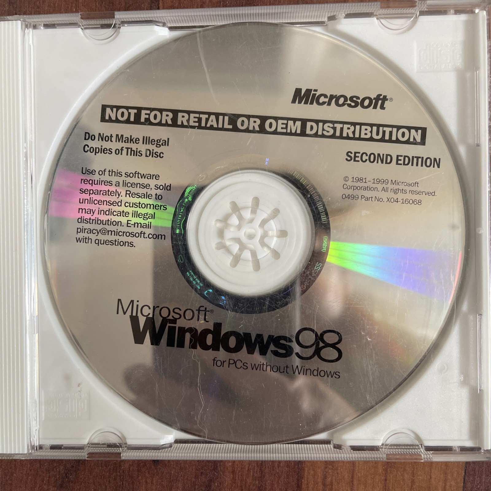 Microsoft Windows 98 Second Edition Retail Full Version Product Key CD Boot Disk