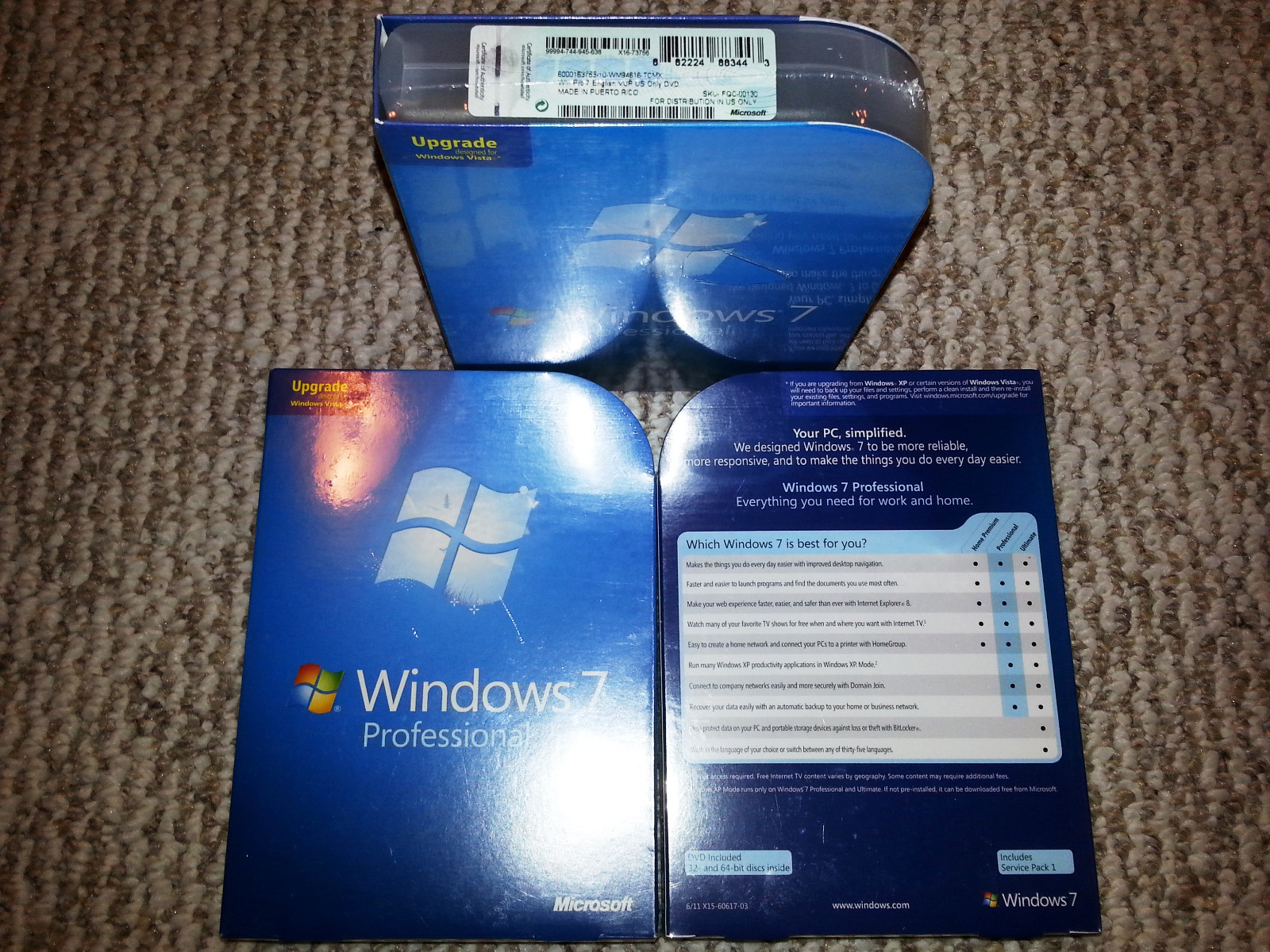 Microsoft Windows 7 Professional,UPGRADE,FQC-00130,Sealed Retail Box,32 & 64 Bit