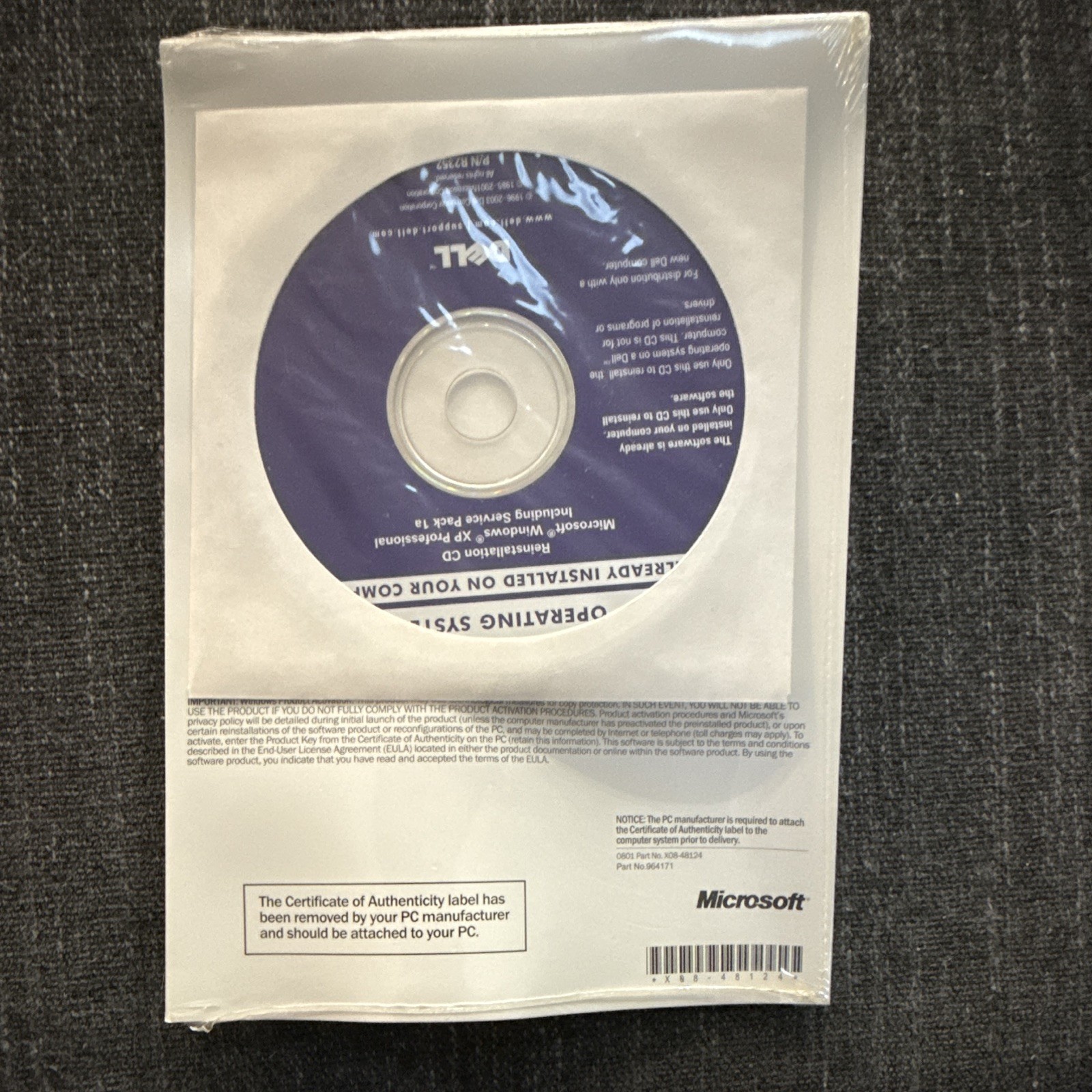 Microsoft Windows XP Professional OEM Reinstall CD English for Dell 0R2527