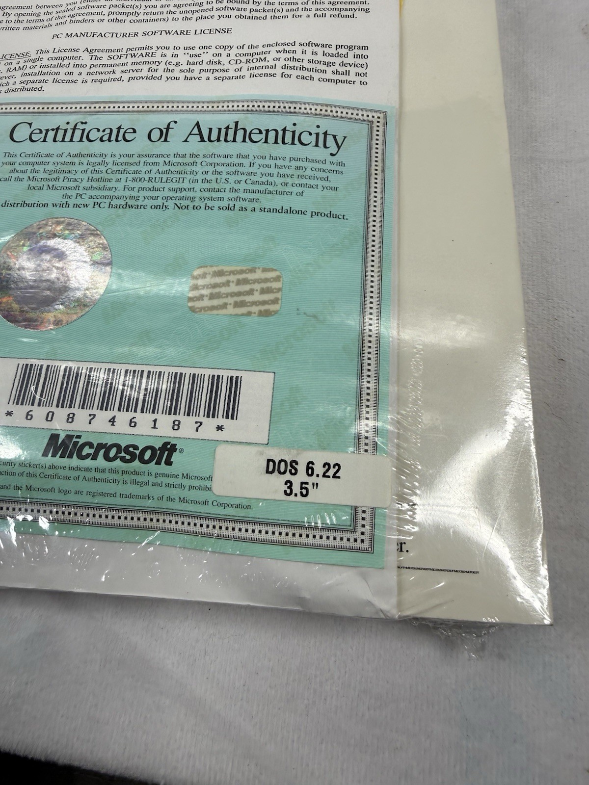 Microsoft MS-DOS 6.22 OEM Sealed User Guide COA 3.5 Vintage Software