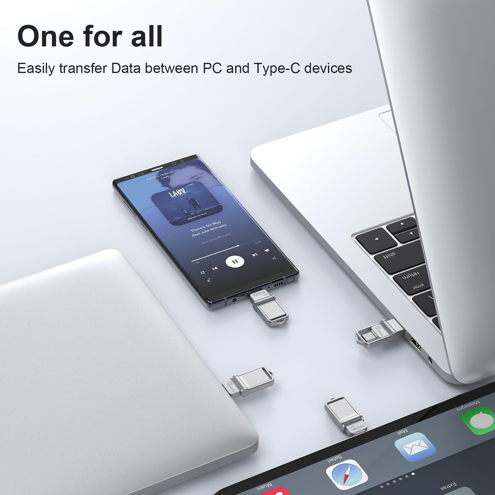 TOPESEL 64GB USB C Metal Flash Drive 2-in-1 OTG USB 3.0 + Type C Thumb Drive,…