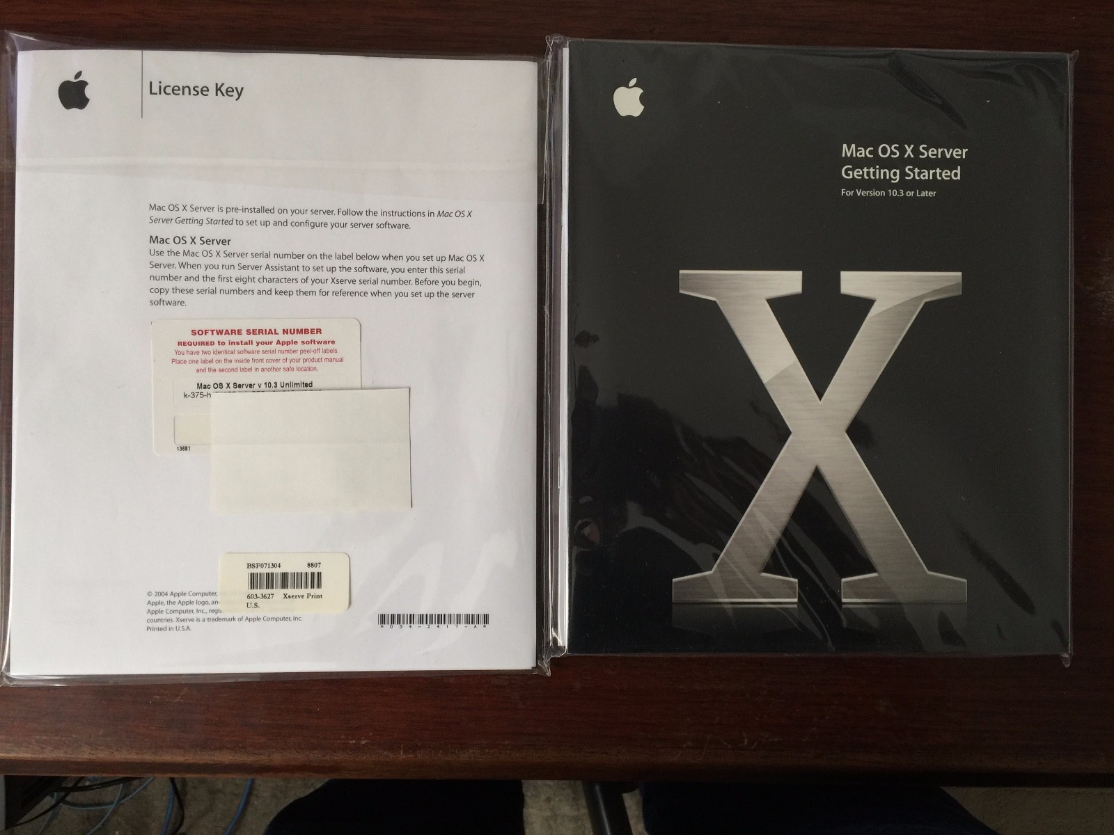 Apple Mac OS X Server 10.3 with unlimited clients key, Original 4 CD set w/Docs