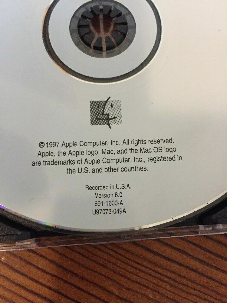 Vintage 1997 Mac OS 8 v8.0 Macintosh Software Install Disc CD