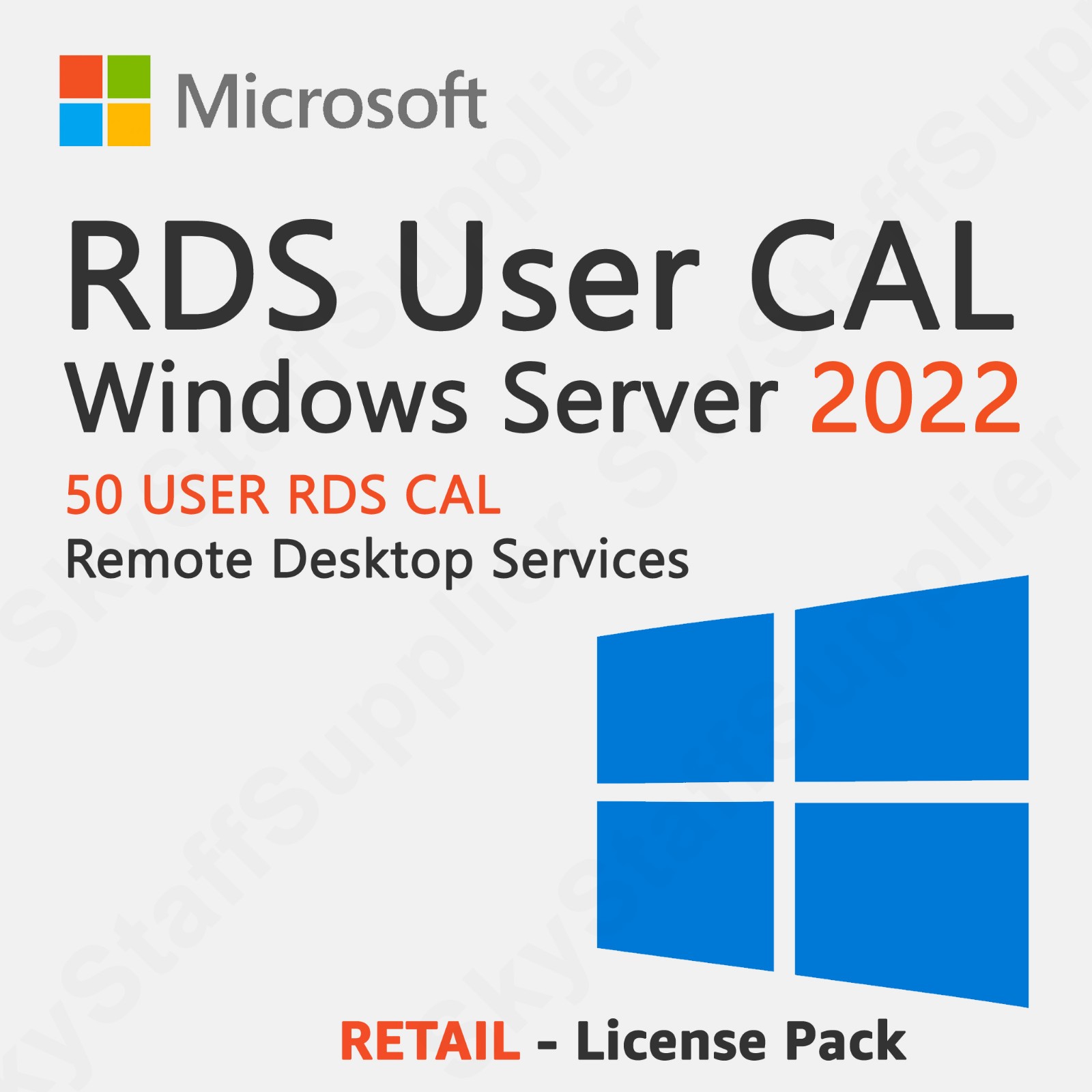 Windows Server 2022 Remote Desktop RDS License 50 Users FULL NEW RETAIL PACK