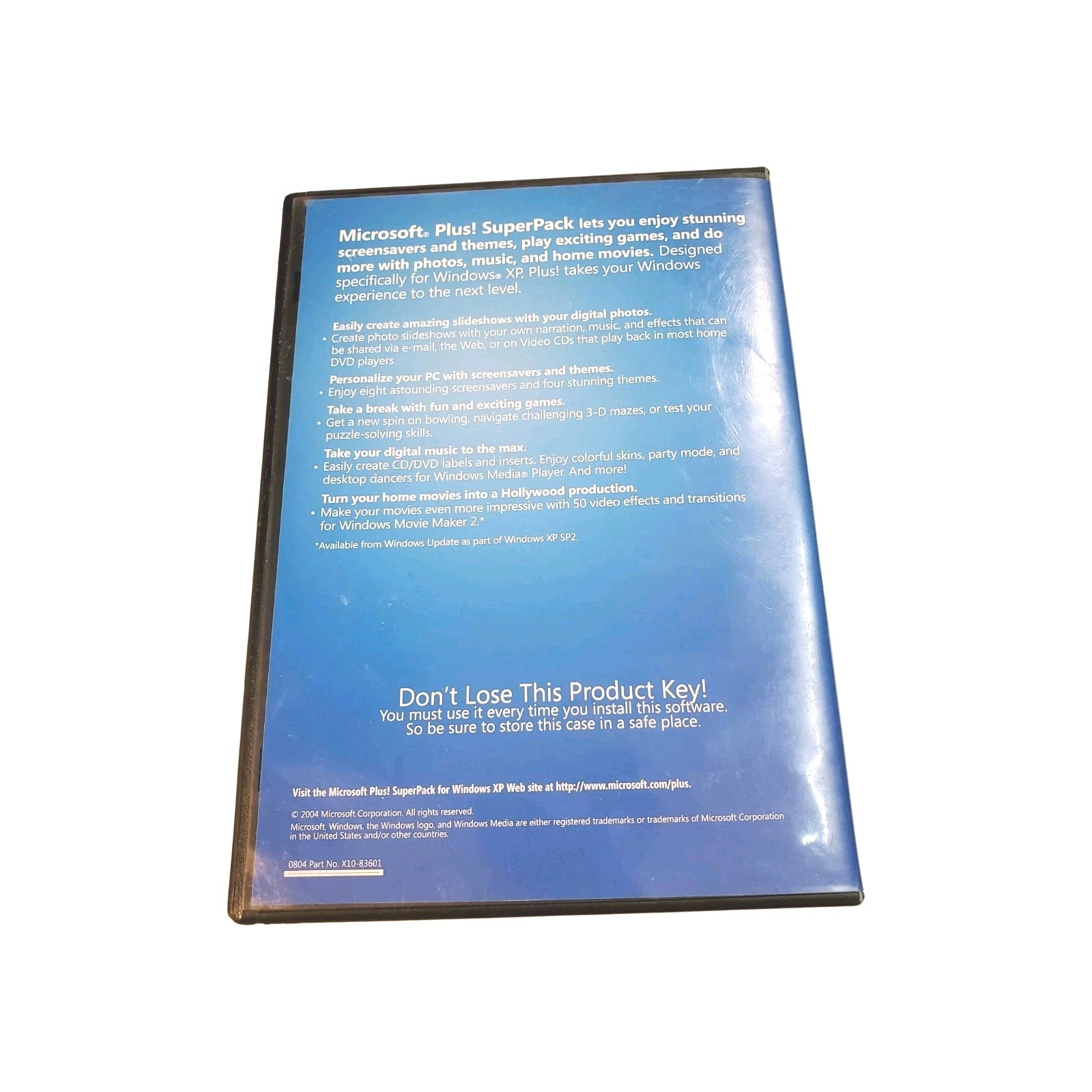 Microsoft Plus! SuperPack for Windows XP, 2 Disc Set, Untested Product Key