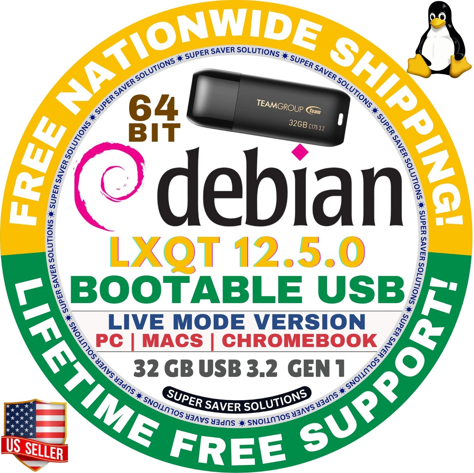 DEBIAN 12.5.0 LINUX OS LIVE/INSTALL DVD/USB, CINNAMON, XFCE, MATE, GNOME, KDE