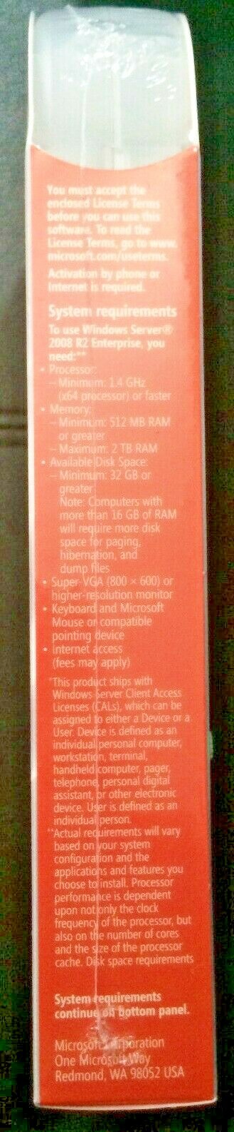 Microsoft Windows Server 2008 R2 Enterprise,SKU P72-03827,25 CAL,Full Retail Box
