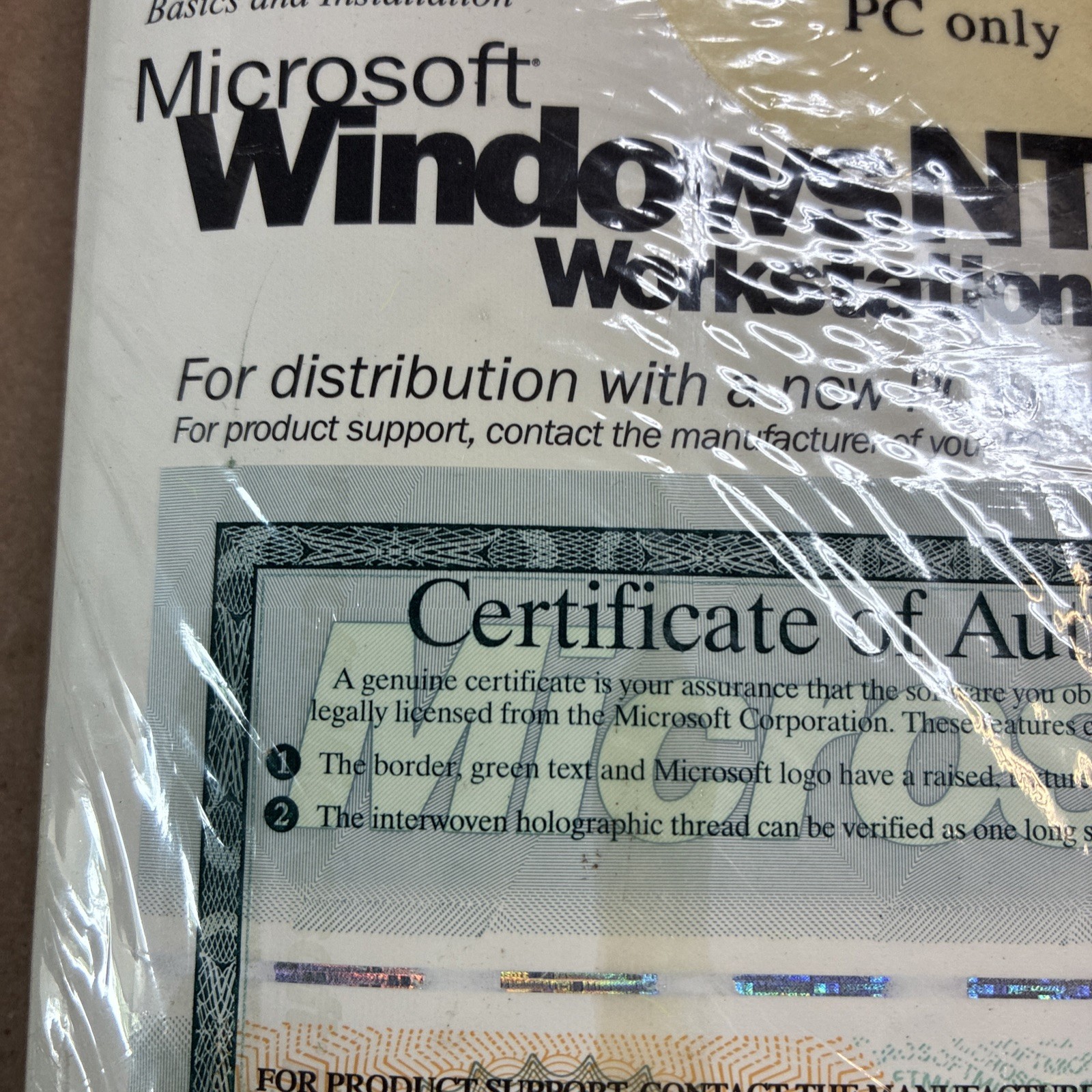 Vintage Windows NT Workstation CD & 3 Floppy Disks PC Only Sealed 1997 CoA