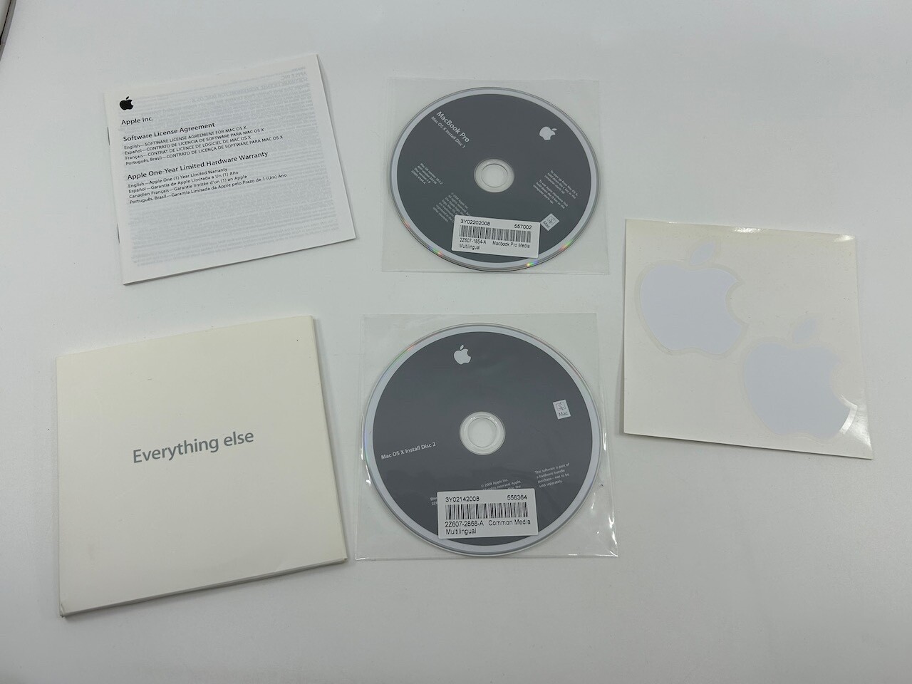 Apple MacBook Pro Mac OS X Install Disc 1 & 2 Version 10.5.2 + Apple Stickers