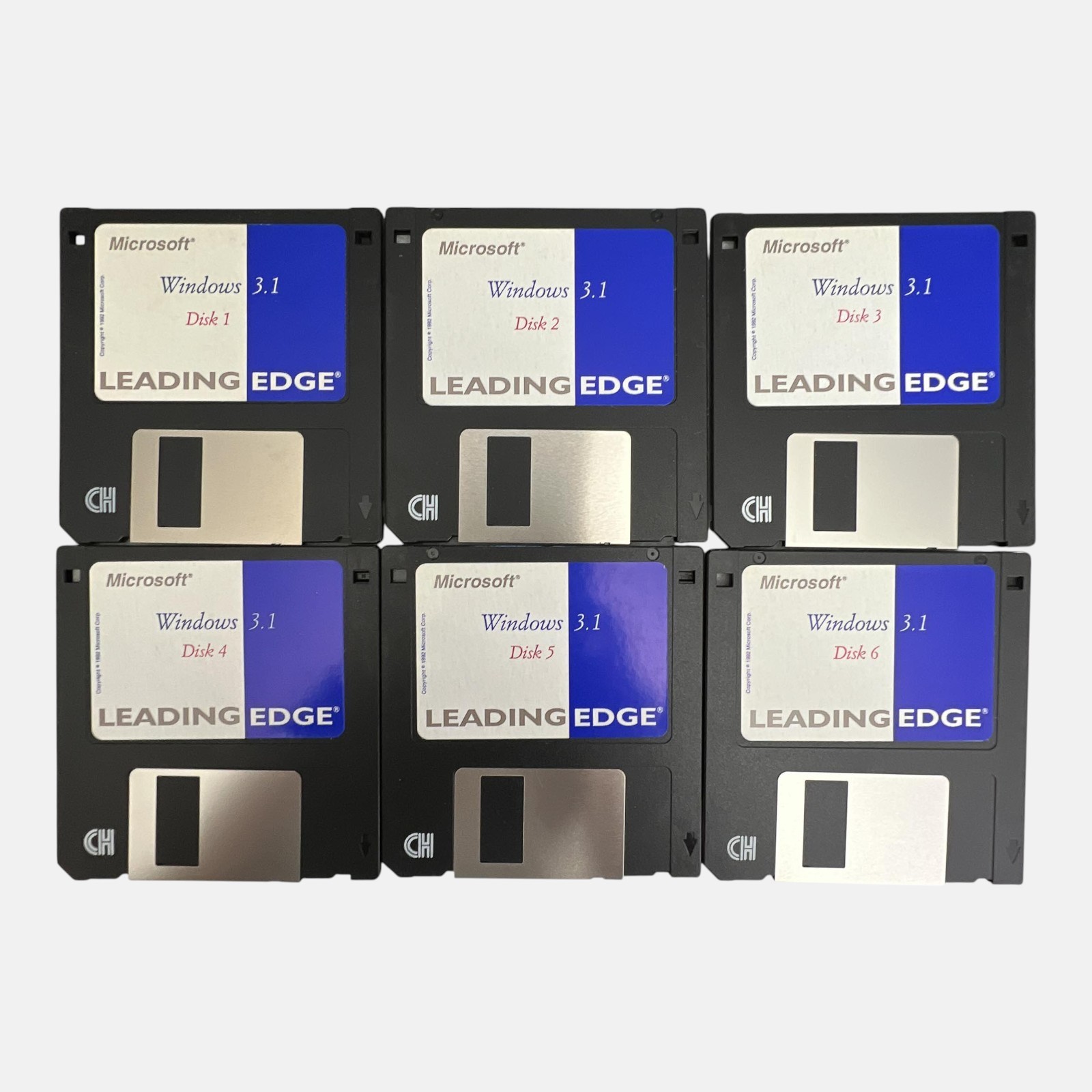 Microsoft Windows 3.1 Leading Edge 3.5″ Floppy Disks Set Of 6 Computer Untested