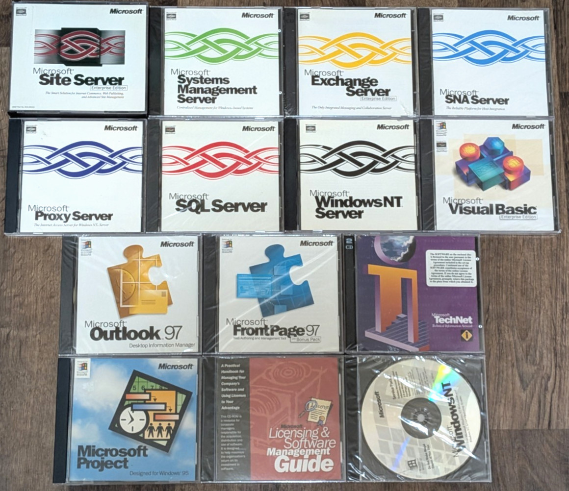 (LOT OF 14) *VINTAGE* MICROSOFT SOFTWARE Windows Server Network Corporate *RARE*