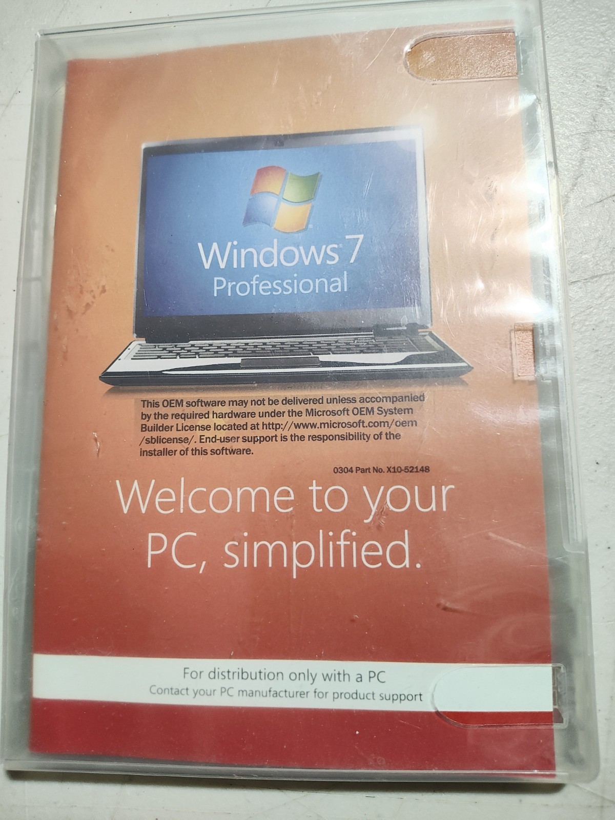 Windows 7 Professional 32-Bit Software SP 1 *No Product Key* Disc & book