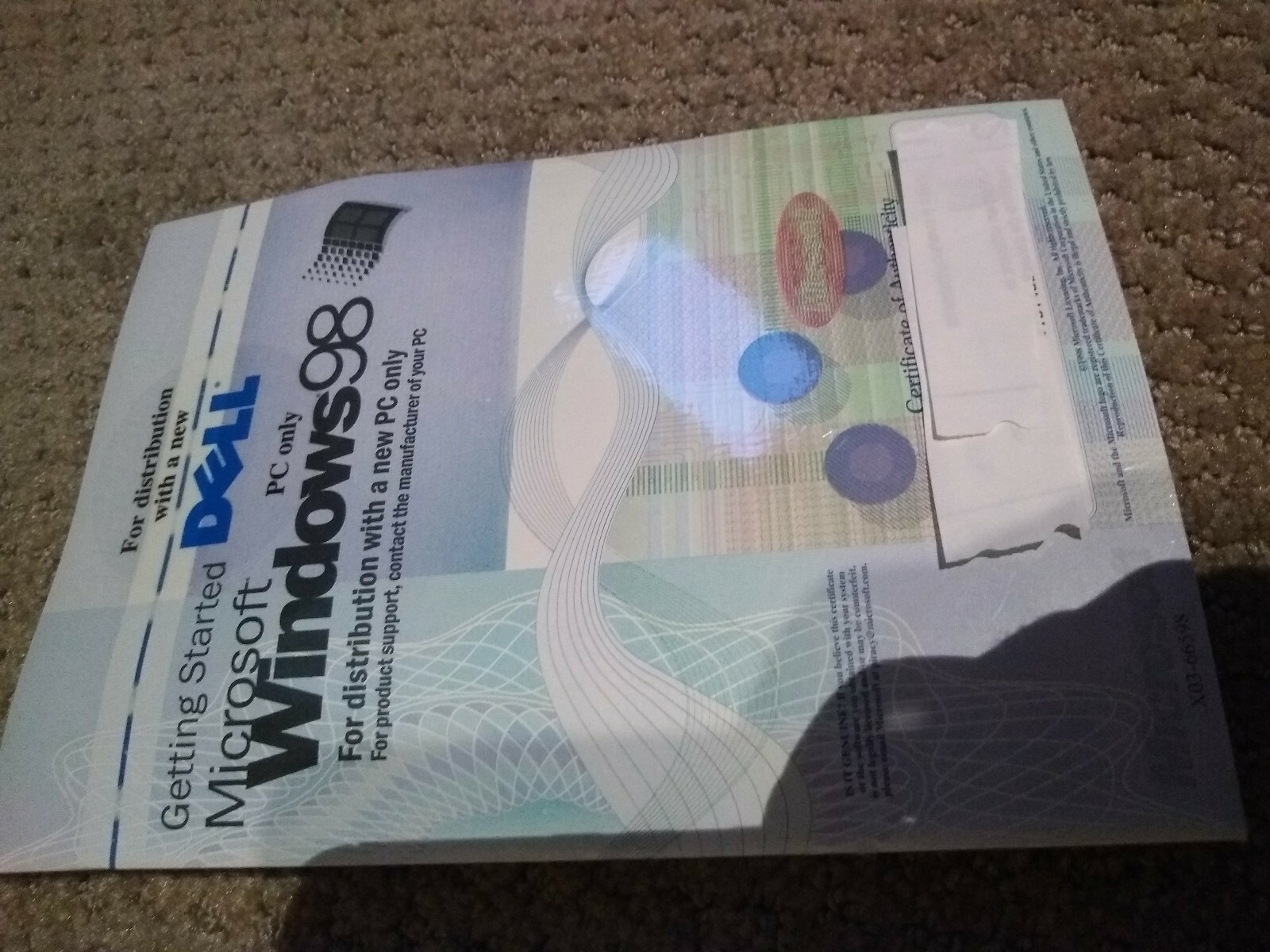 Microsoft Windows 98 Getting Starte Guidebook Product Key DELL