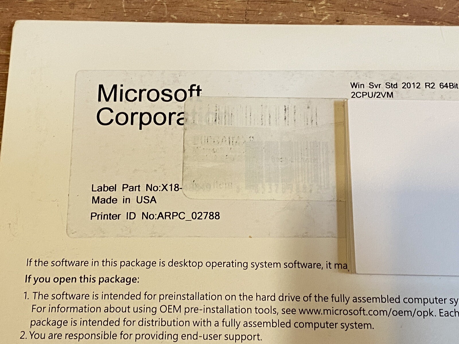 WINDOWS SVR STD 2012 R2 X64 ENGLISH 1PK DSP OEI DVD 2CPU/2VM