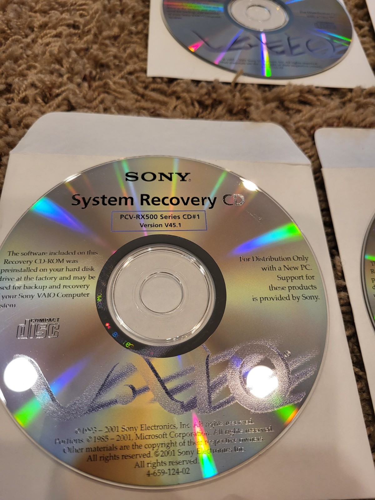 Sony VAIO PCV-RX500 System Recover Disc Set