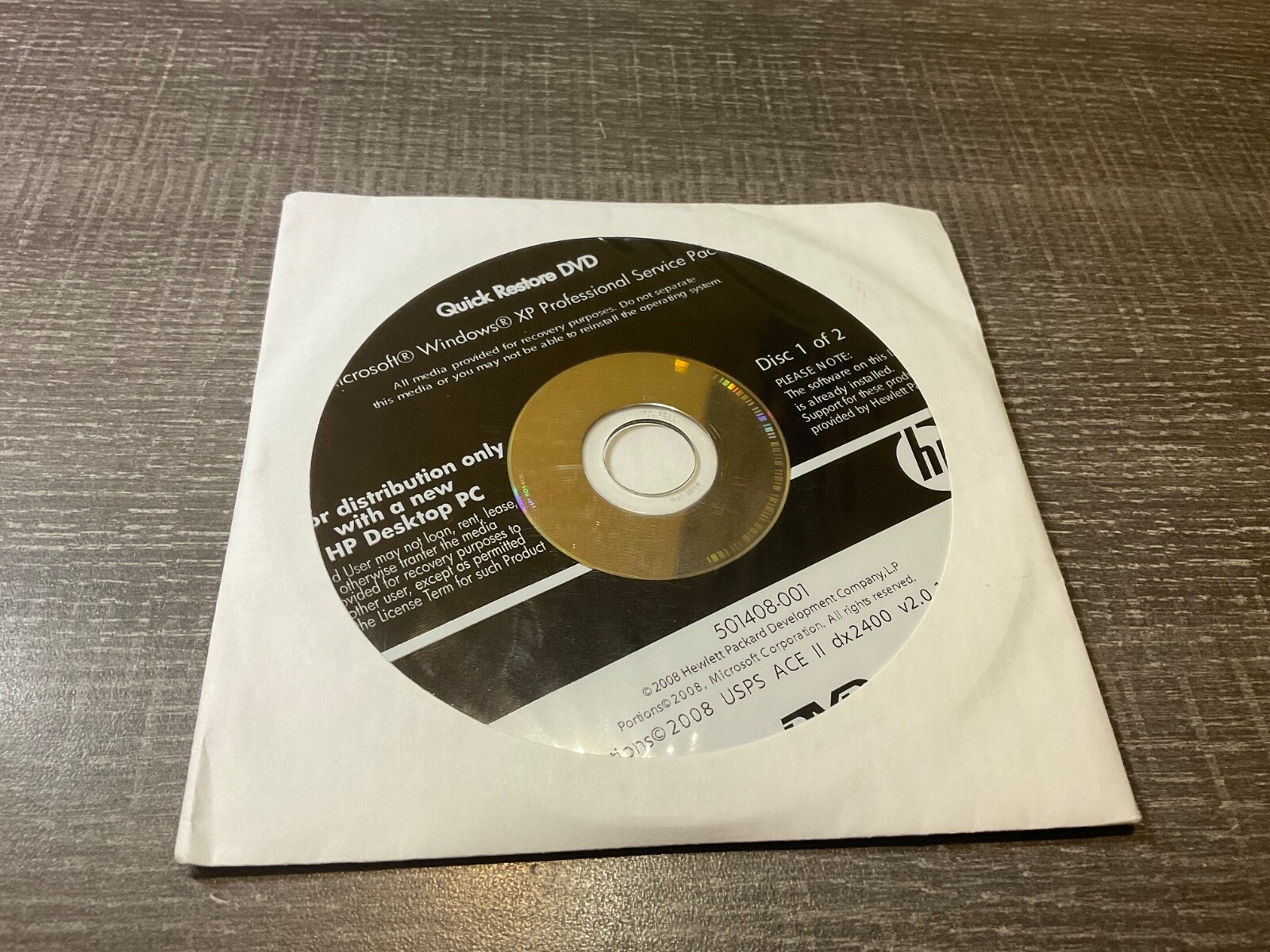 Windows Vista Enterprise 2008 Quick Restore DVd