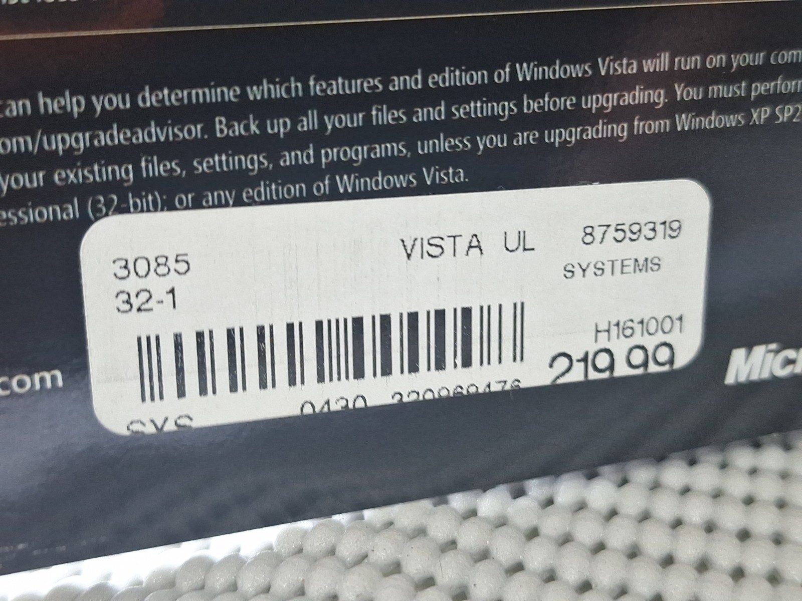 Microsoft Windows Vista Ultimate Upgrade SP1 32 & 64-bit Sealed