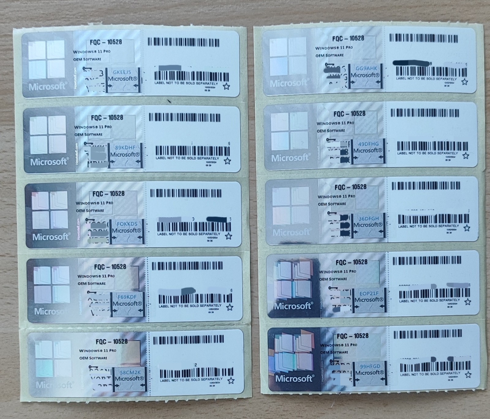 25x Windows 11 Pro Key OEM License Sticker COA Sticker Perpetual License