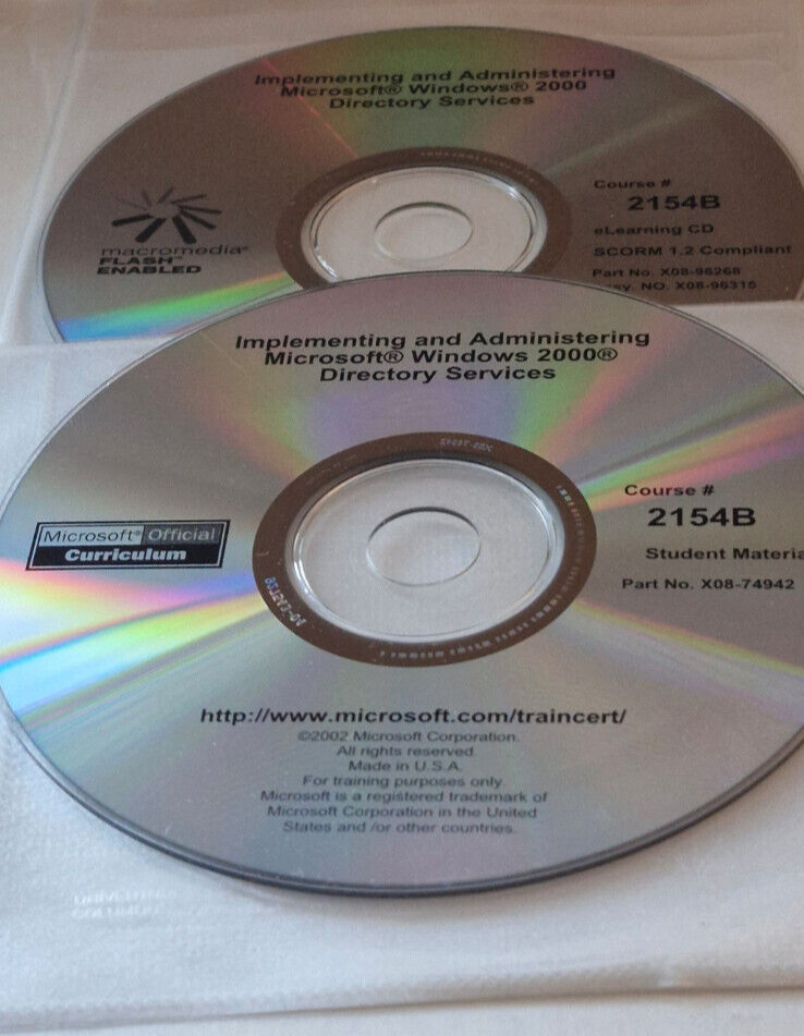 2 CDs Implementing Microsoft Windows 2000 directory Services Course 2154B