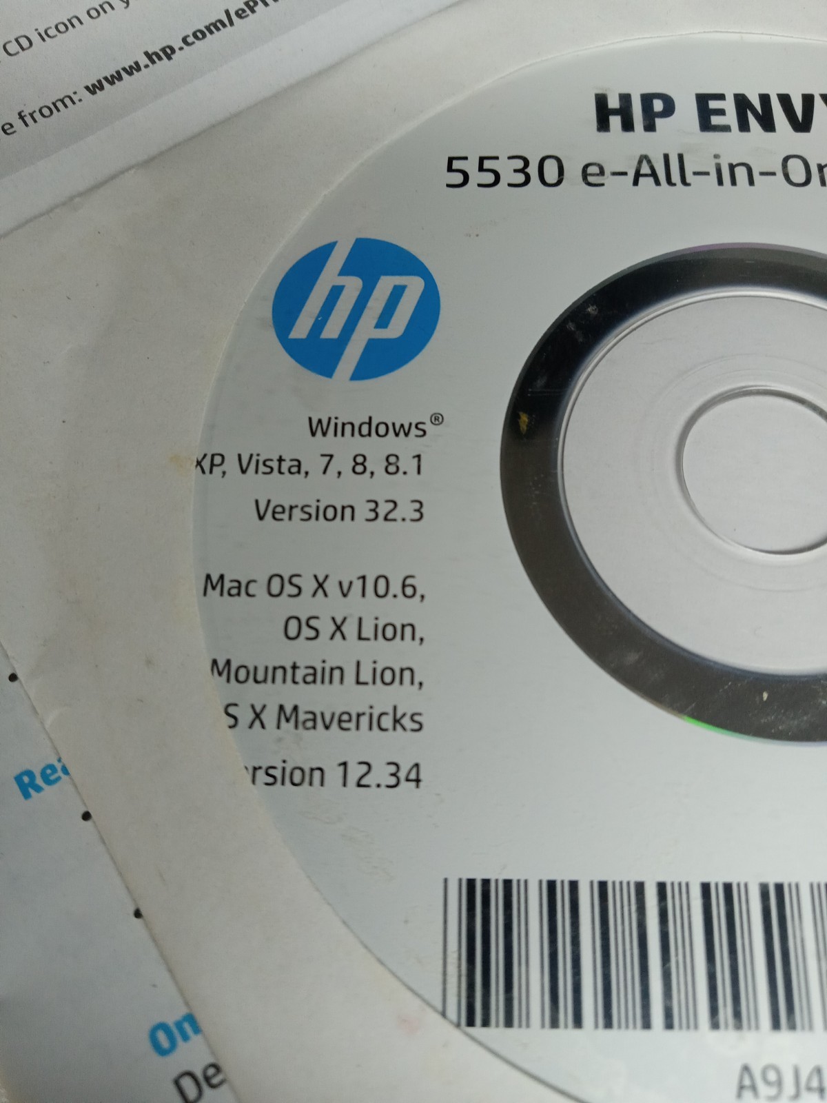 HP ENVY 5530e All-in-One Series Software Installation Disc with Instruction Book
