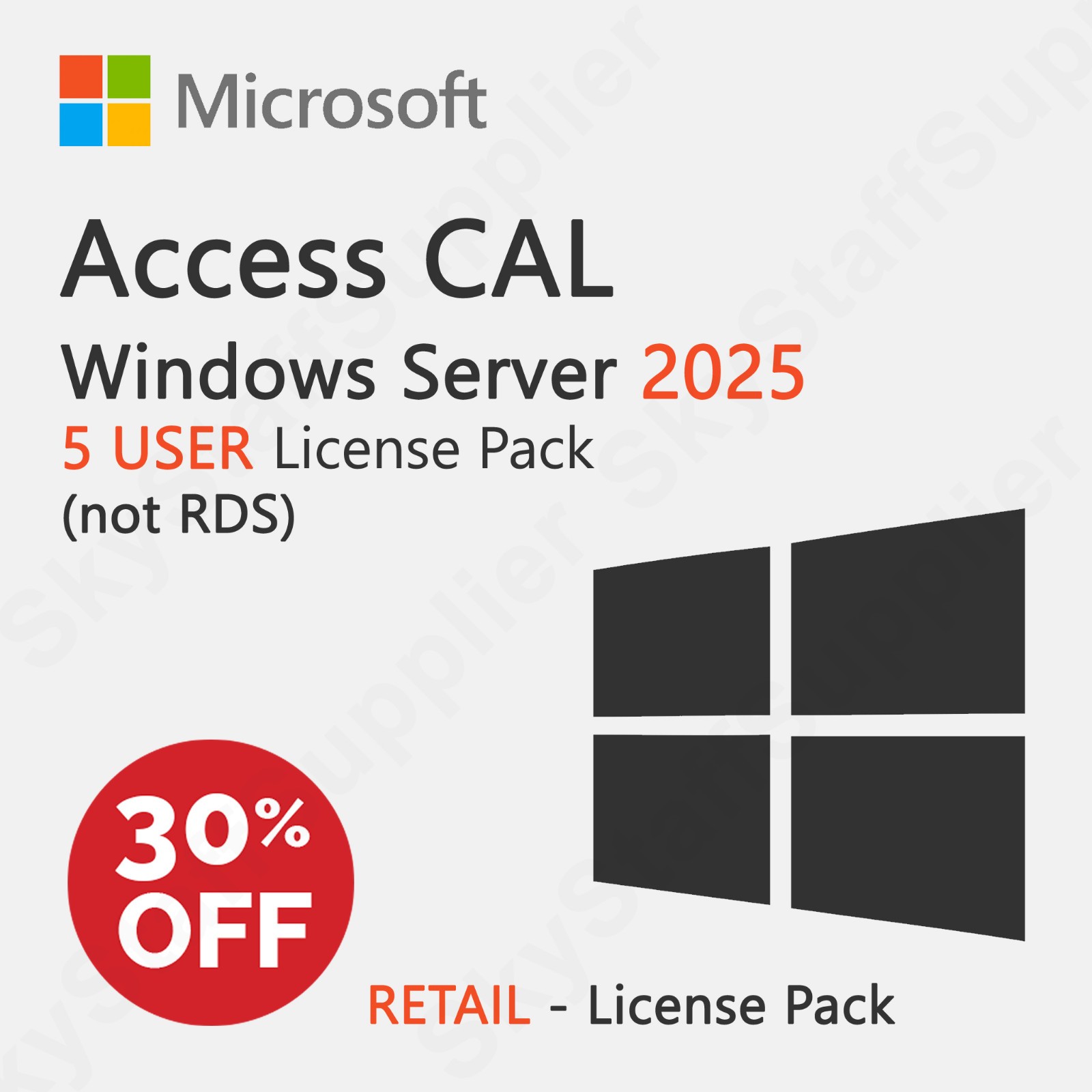 Microsoft Windows Server 2025 – 5 USERS ACCESS CALs [not RDS] RETAIL PACK NEW