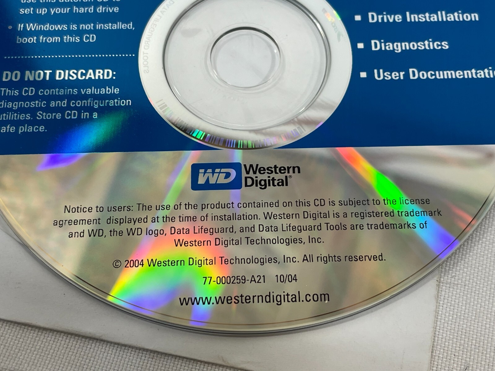 WESTERN DIGITAL DATA LIFEGUARD TOOLS 2004 VER. 11.1 FOR WINDOWS XP,2000,ME,98SE