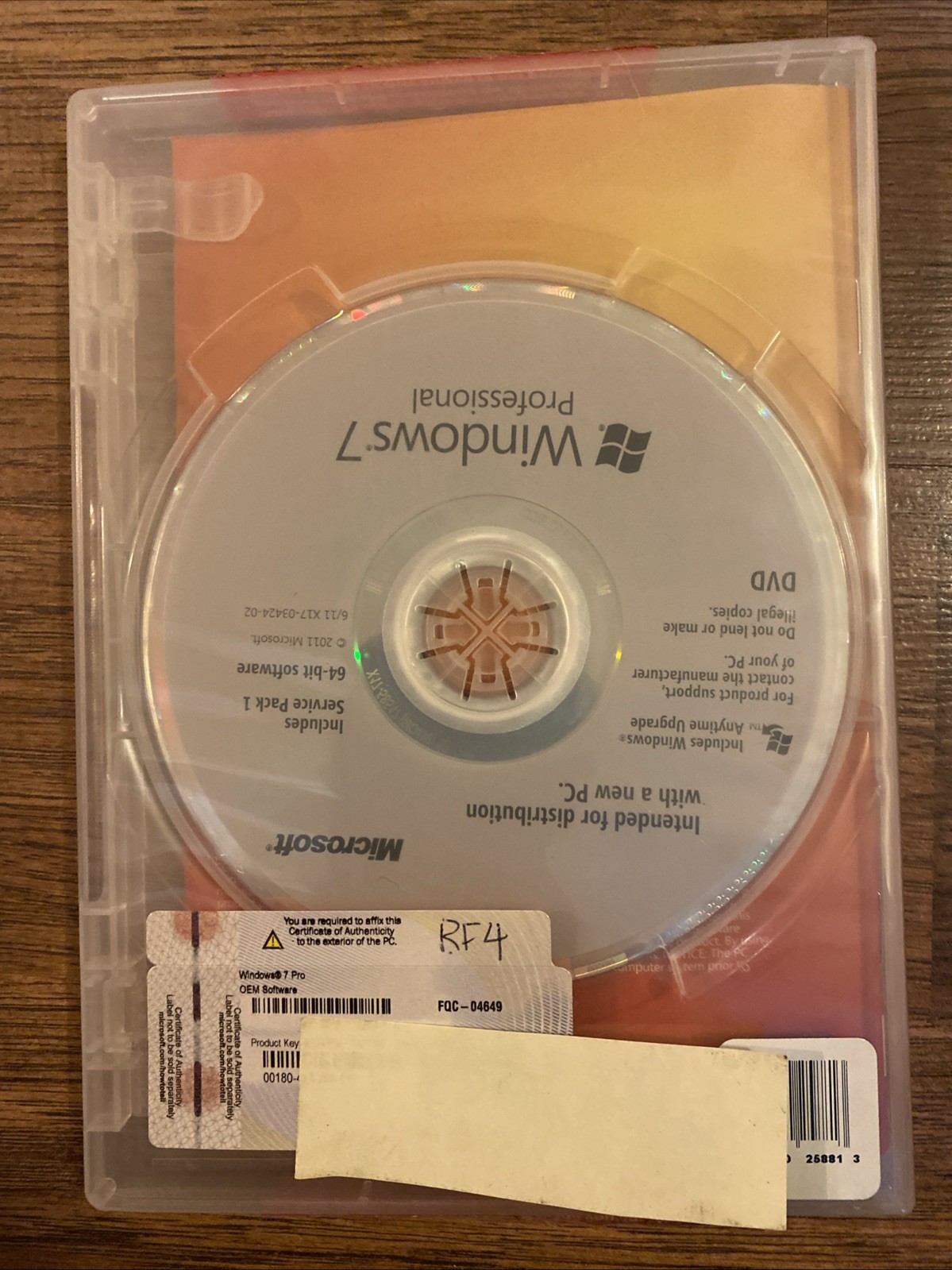 Microsoft Windows 7 Professional 64 bit x64 Full English DVD MS WIN=NEW SEALED=