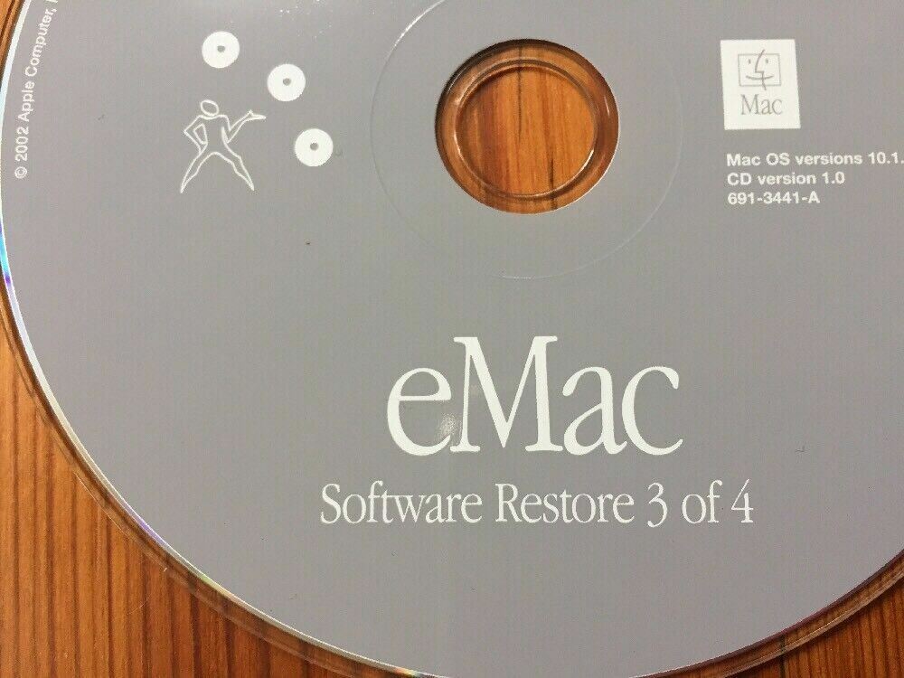 2002 Macintosh eMac System Software Restore Puma Mac OS 10.1.4 9.2.2 CD Discs
