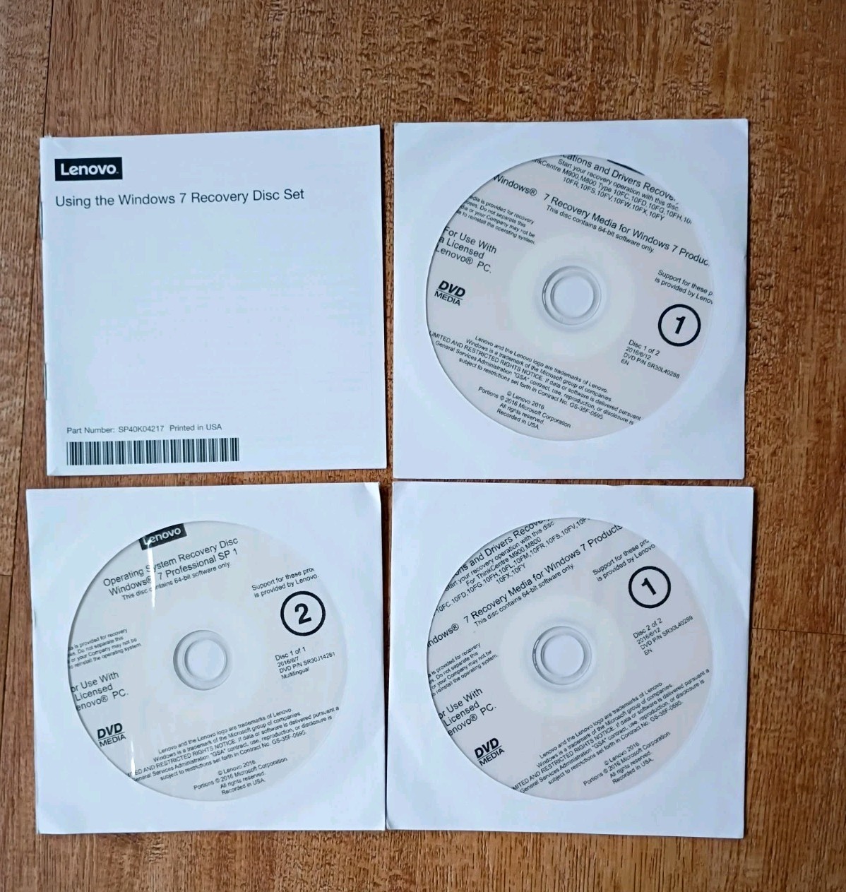 Genuine Lenovo Recovery (Reinstallation) DVD Set For Windows 7 Professional