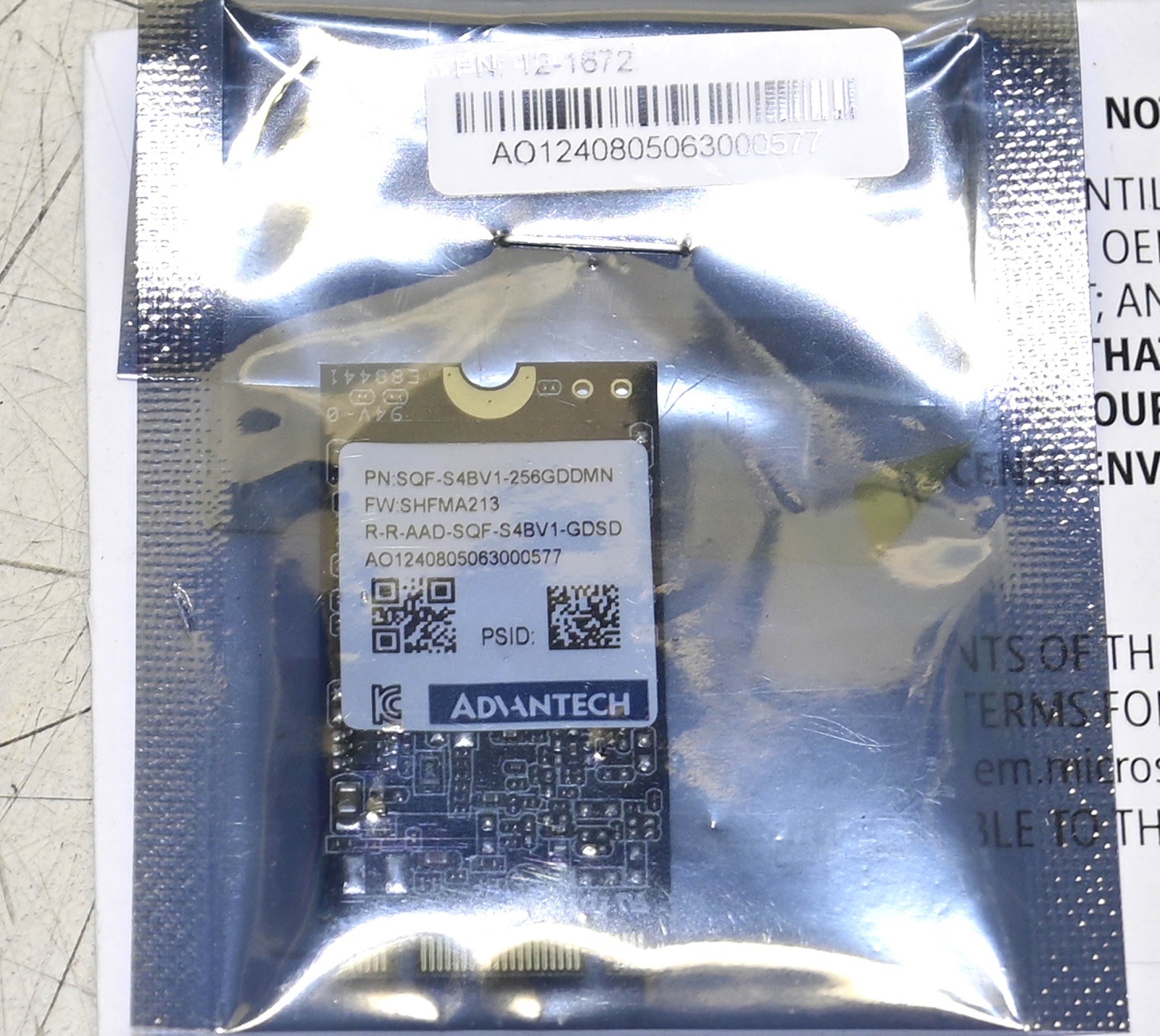 Microsoft  Win 10 Enterprise on 256GB Advantech SQF-S4BV1-256GDDMN  MUU00028