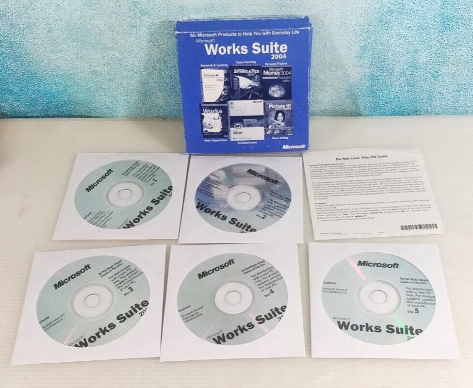 Microsoft Windows Works Suite 2004 Retail 5 CDROM w/Product Key