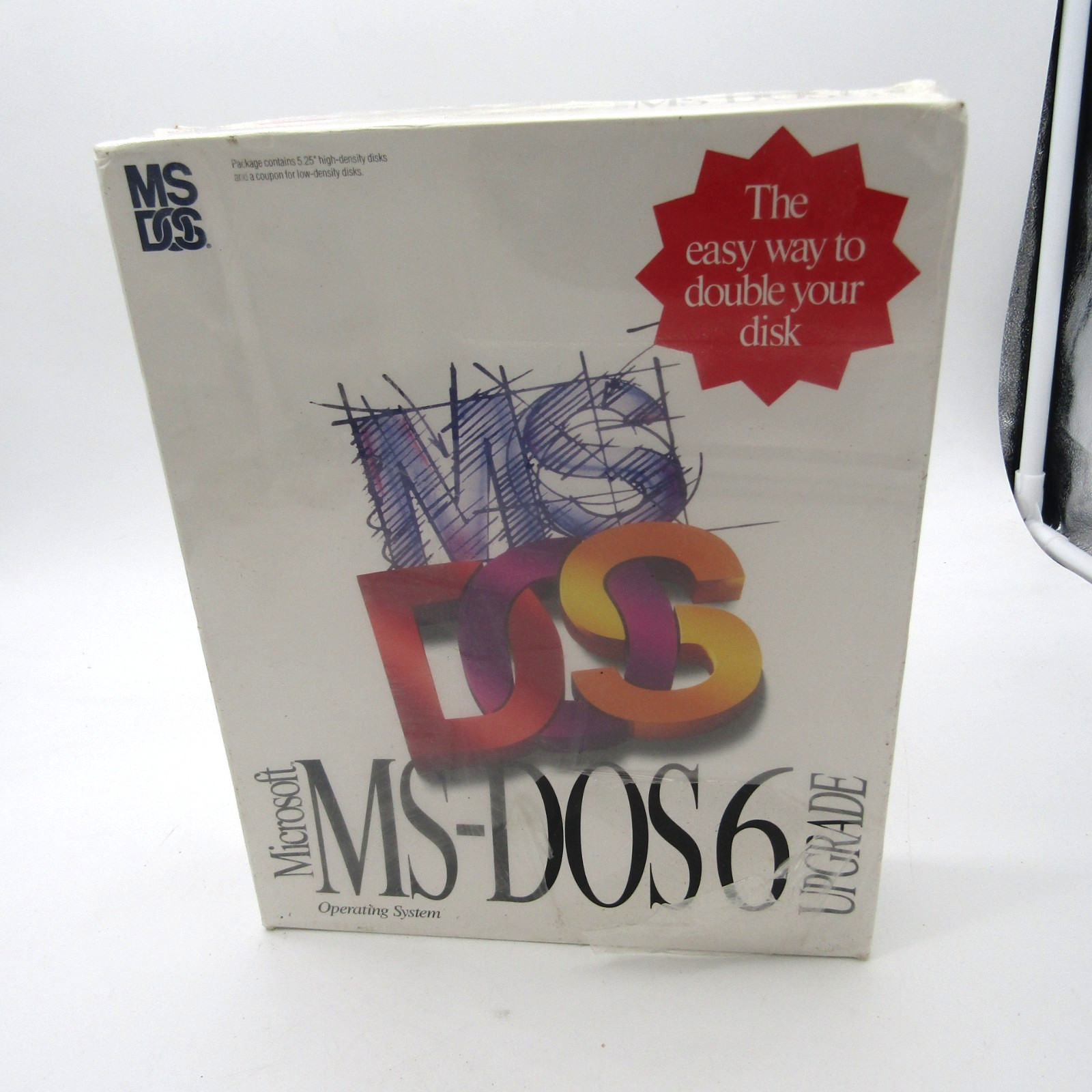 SEALED Microsoft MS DOS 6 Upgrade 5.25″ Floppy with Creases and a Rip in Wrap