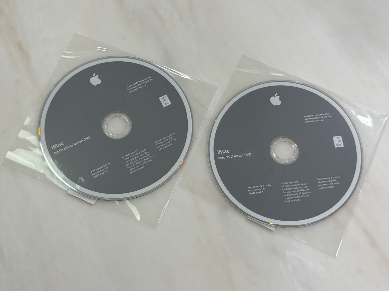 Apple Mac Mini OS X 10.5.6 Apps & Install DVDs 2009, 2Z691-6345-A, 2Z691-6344-A
