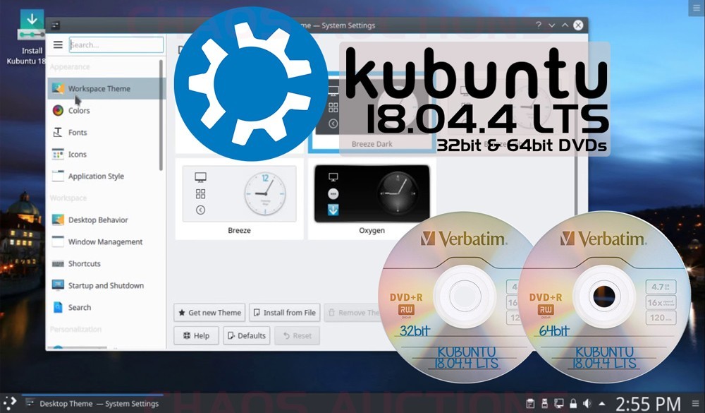KUBUNTU 18.04.4 LTS LINUX INSTALL & LIVE 32bit & 64bit DVDs