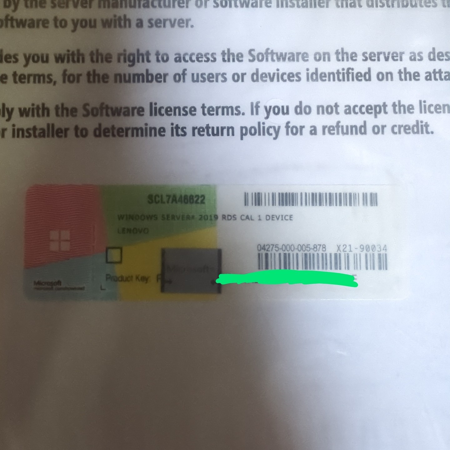 Lenovo Windows Server 2019 Remote Desktop Services CAL (1 Device) 7S05002CWW