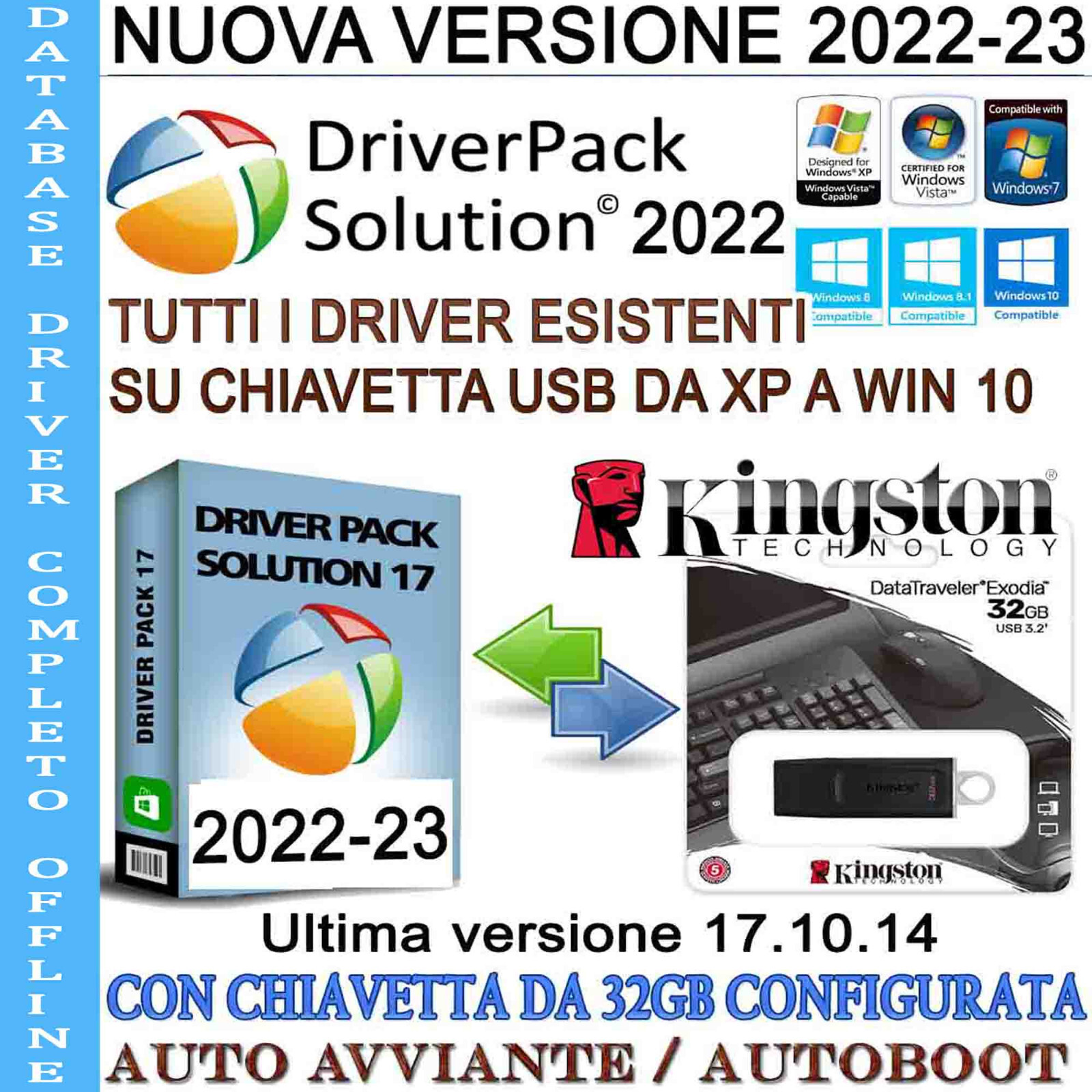 DRIVER PACK SOLUTION 2022-23 USB KIT DA 64GB DATABASE DRIVER DA WIN XP A WIN 10