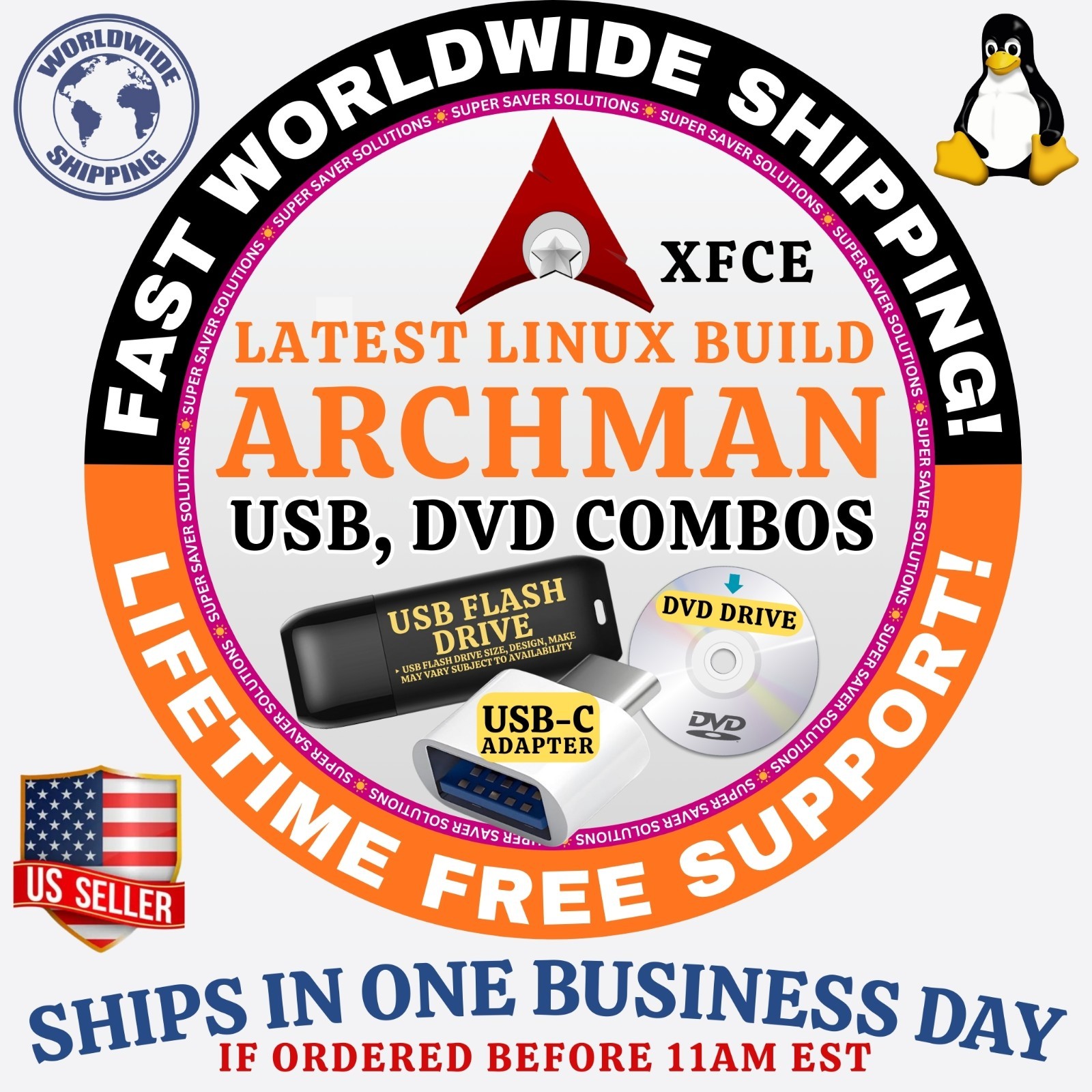 ARCHMAN LINUX OS | LATEST XFCE BUILD ISO | DVD, USB + COMBOS | FAST SHIPPING