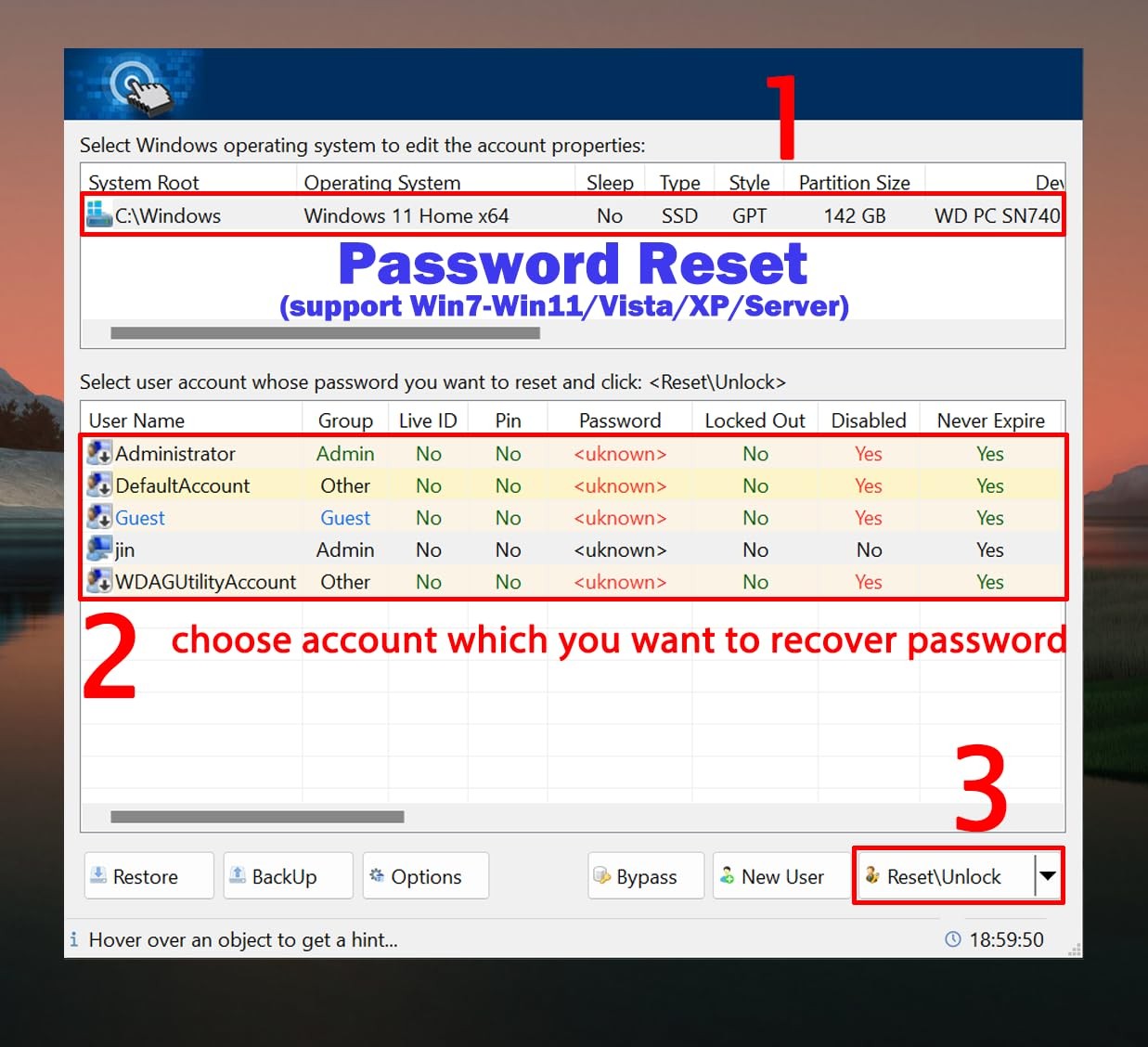 64GB Bootable USB Windows 11/10/8.1/7 Driver Password Reset Network Tool