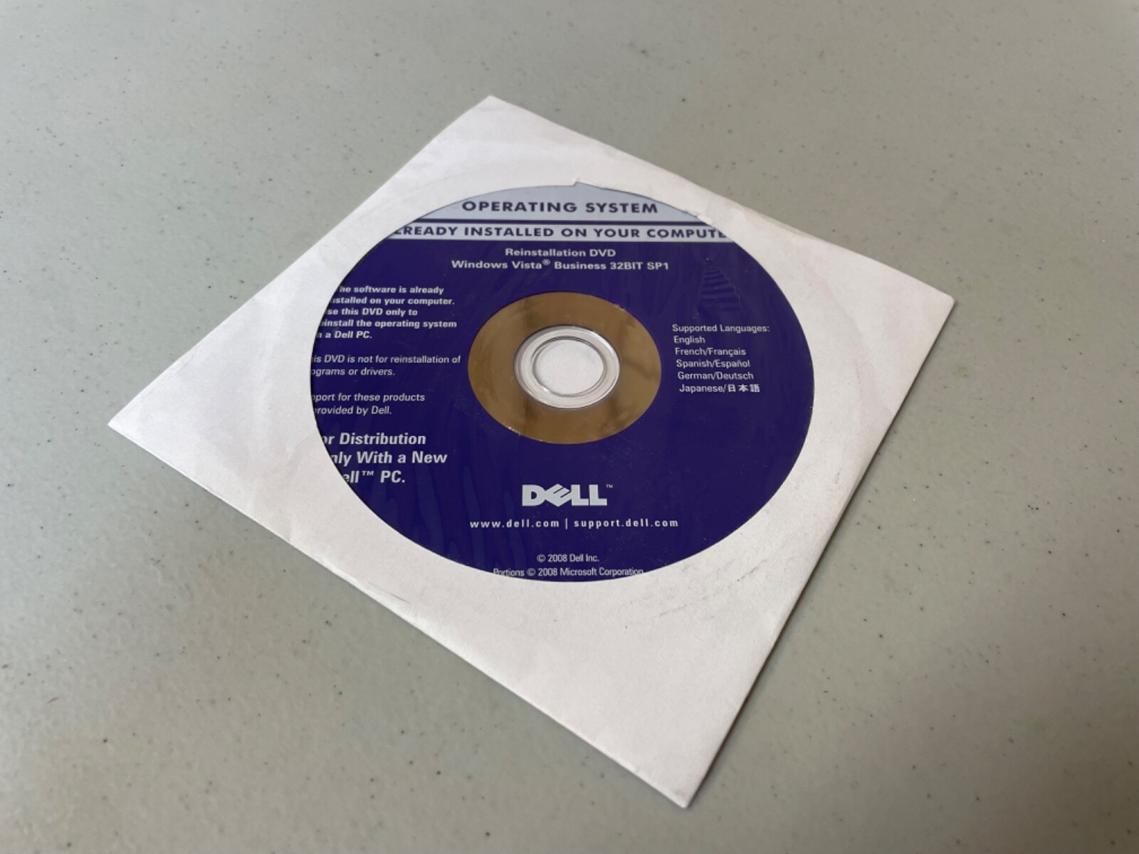 Dell Microsoft Windows Vista Business 32BIT SP1 Reinstallation DVD