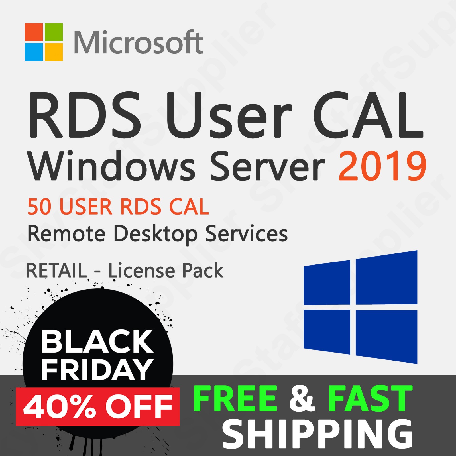 Windows Server 2019 Remote Desktop RDS Licenses 50 Users FULL NEW RETAIL PACK