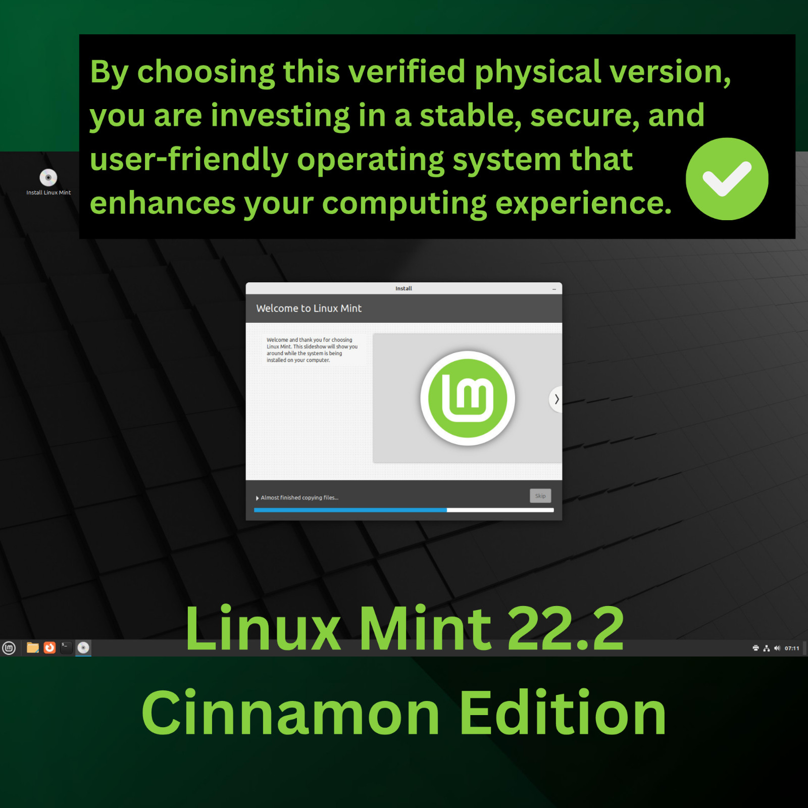 Operating System LINUX MINT 22 Cinnamon (64bit) BOOTABLE Physical Disc.