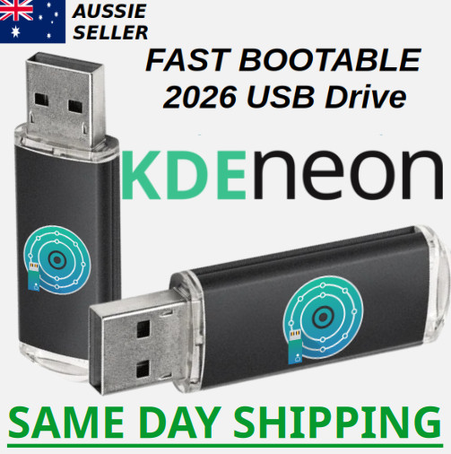 KDE Neon Linux Latest Version Bootable USB Flash Drive Fast Beginner Easy 2026