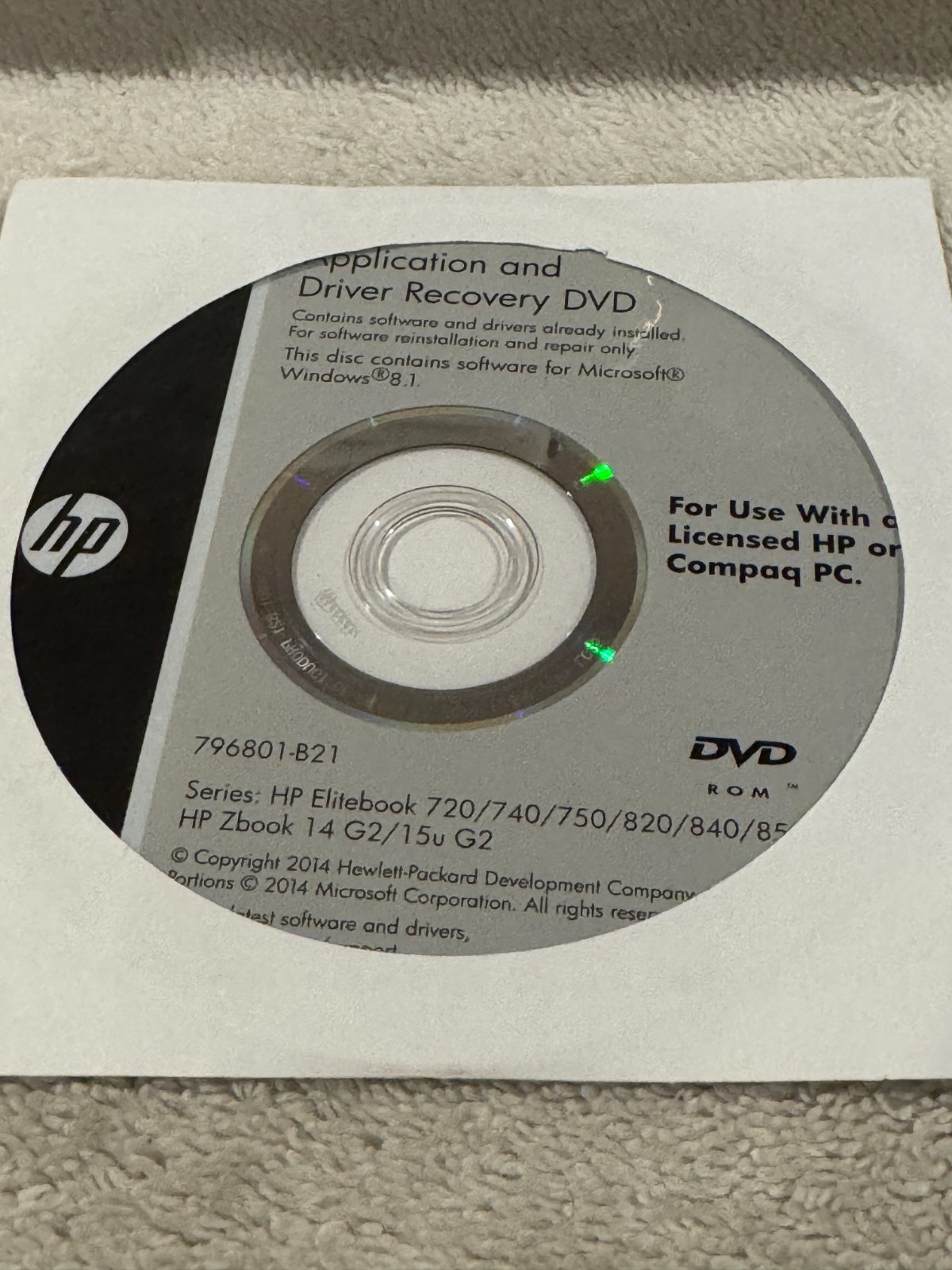 HP Application & Driver Recovery DVD Windows 8.1 796801-B21 – NEW/SEALED!!