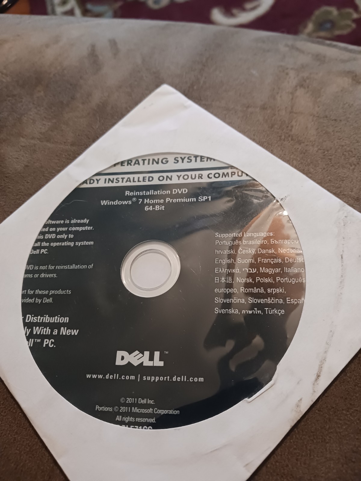 Microsoft Windows 7 Home Premium SP1 64-Bit Dell Reinstallation DVD