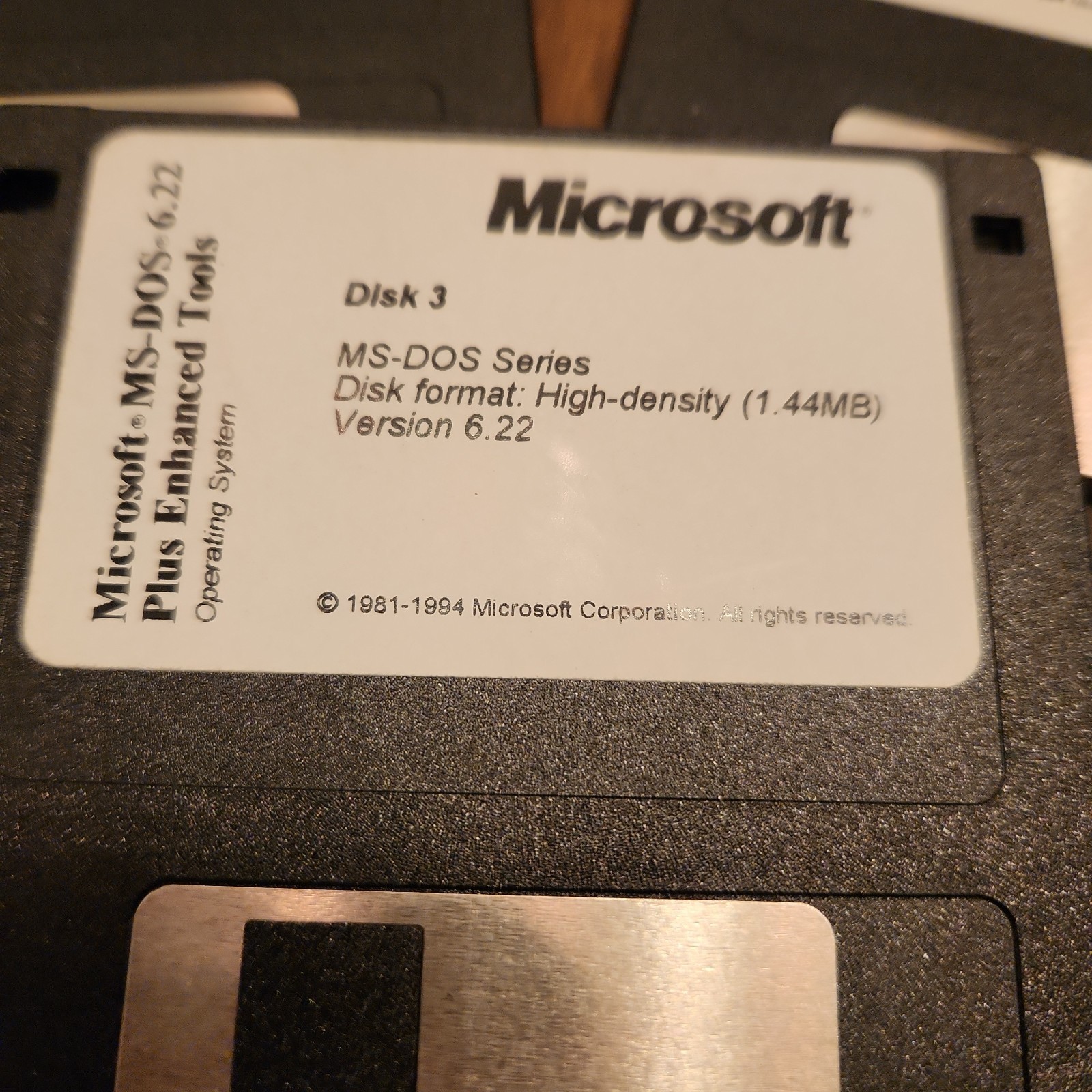 Microsoft MS-DOS 6.22 Plus Enhanced Tools 3.5” Floppy Disks 1-3