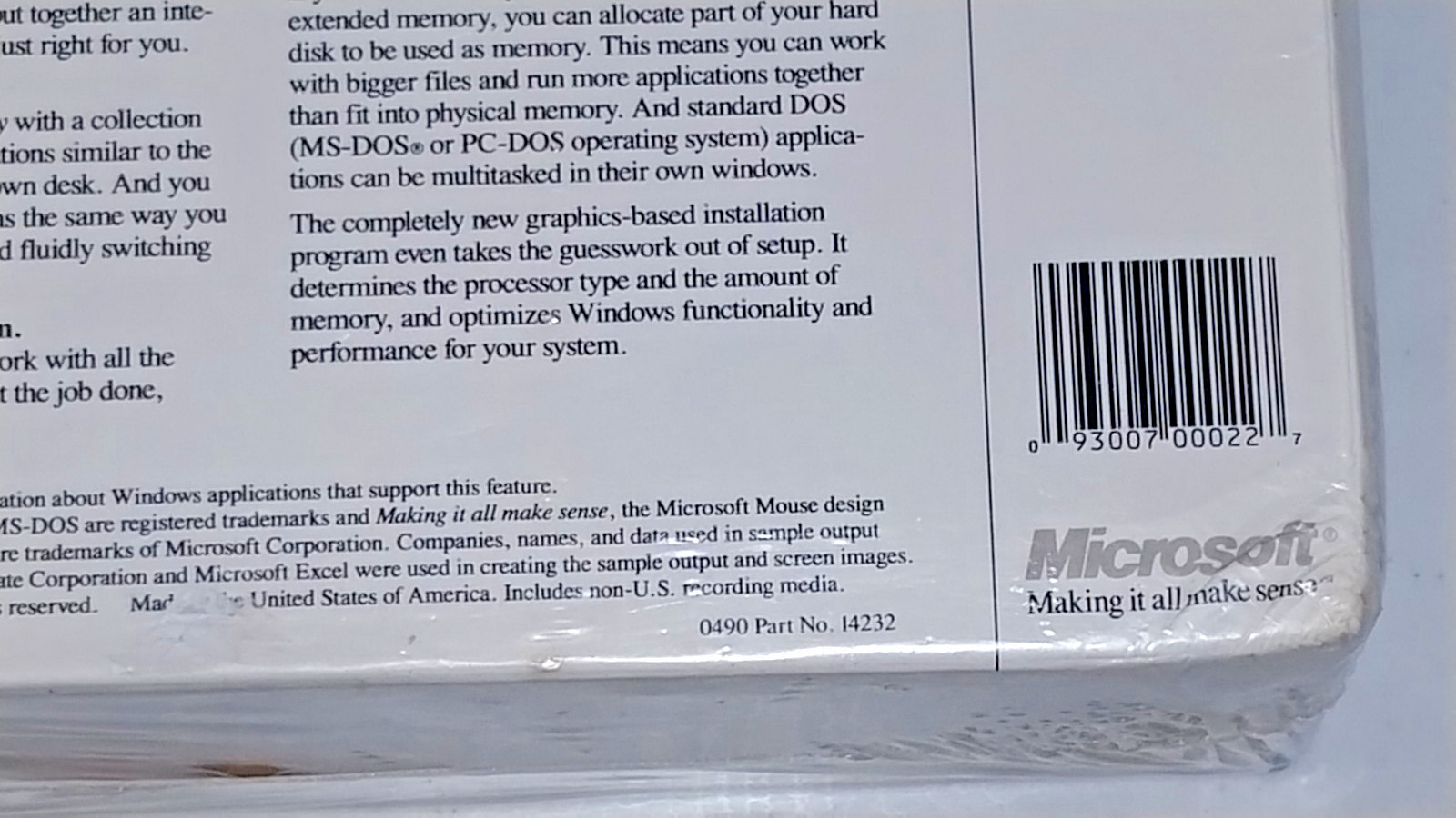 New Sealed Microsoft Windows 3.0 For DOS Systems, 3.5″ (720K) Disk Version, 1990